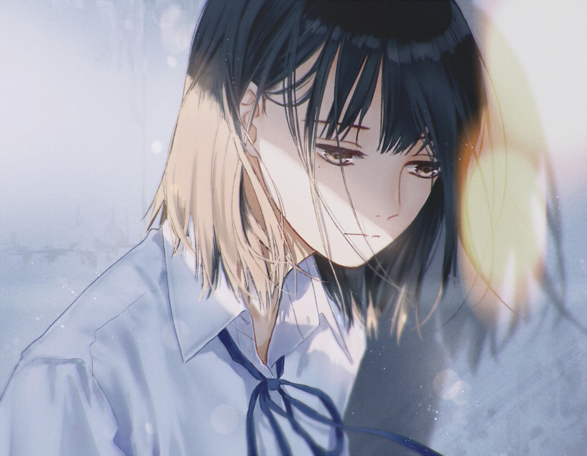 anime, original, black hair, sad, sadness