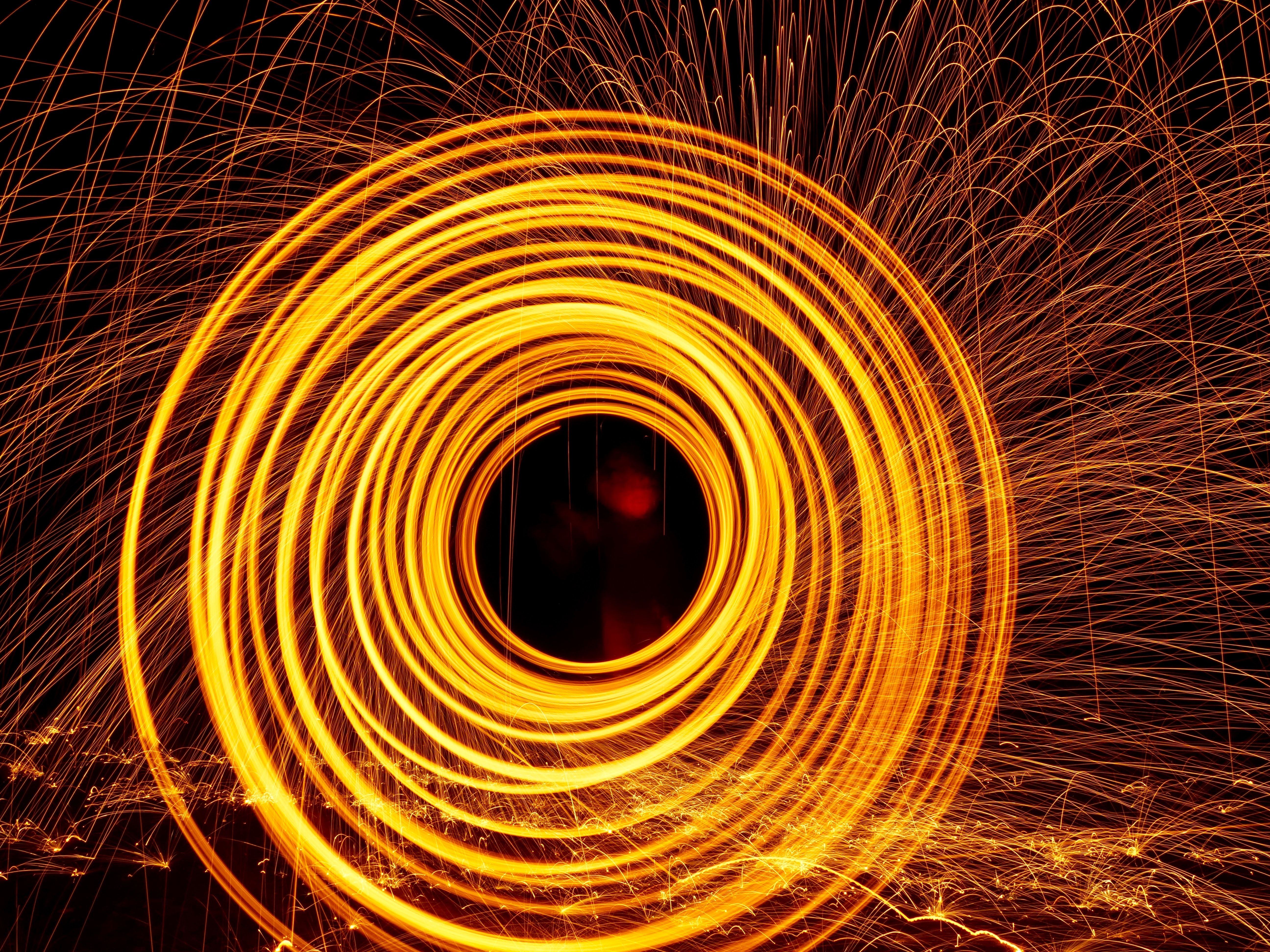 Free download wallpaper Sparks, Miscellanea, Miscellaneous, Long Exposure, Freezelight, Night, Circle on your PC desktop