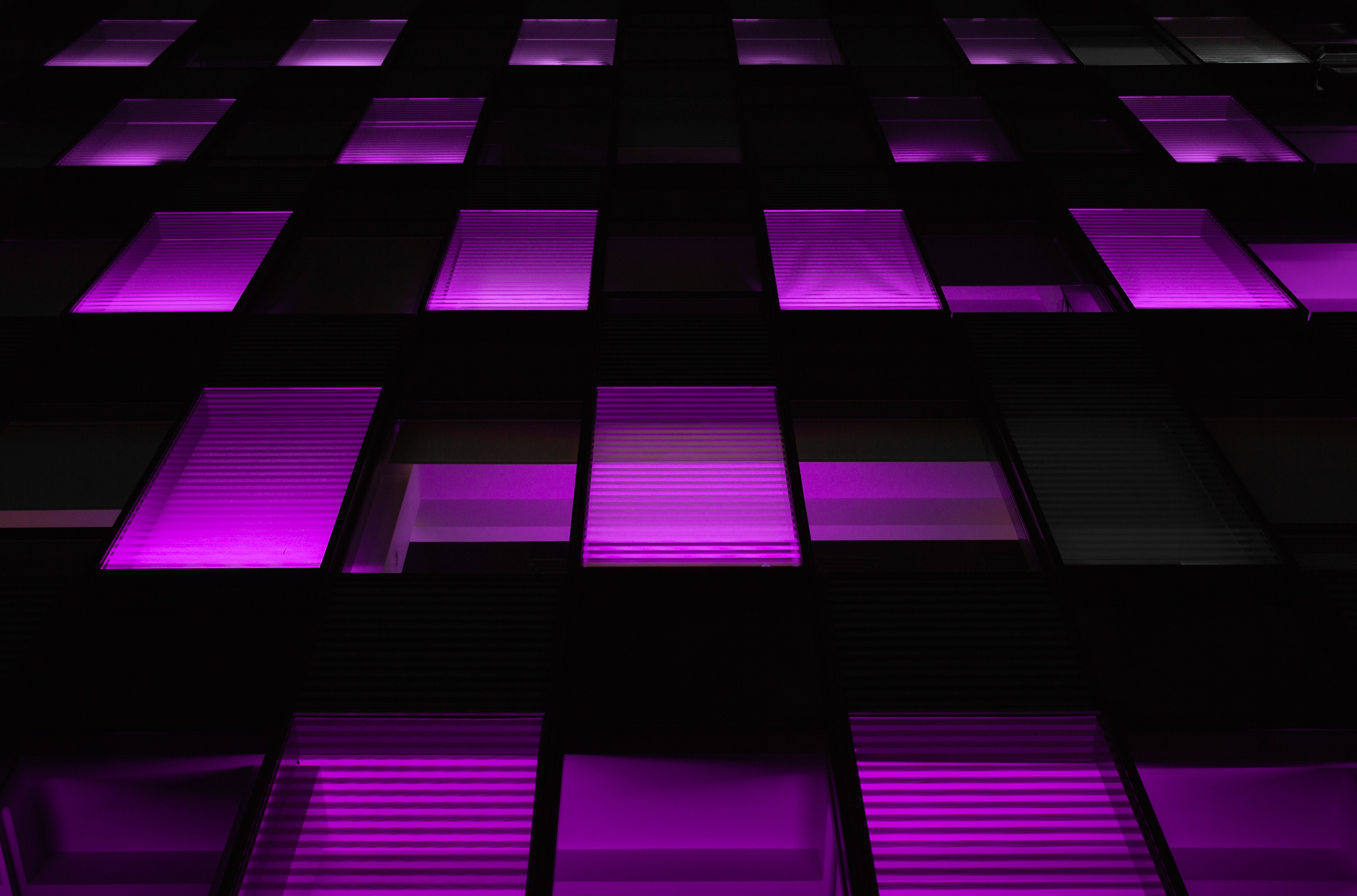 Download mobile wallpaper Illumination, Backlight, Violet, Windows, Dark, Purple, Neon for free.