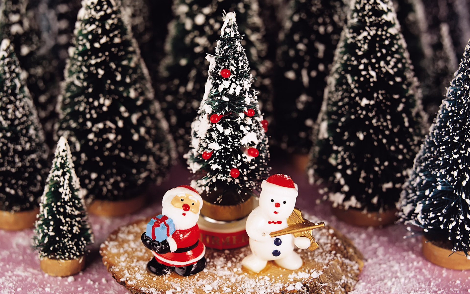Download mobile wallpaper Snowman, Christmas, Holiday, Christmas Tree, Santa for free.
