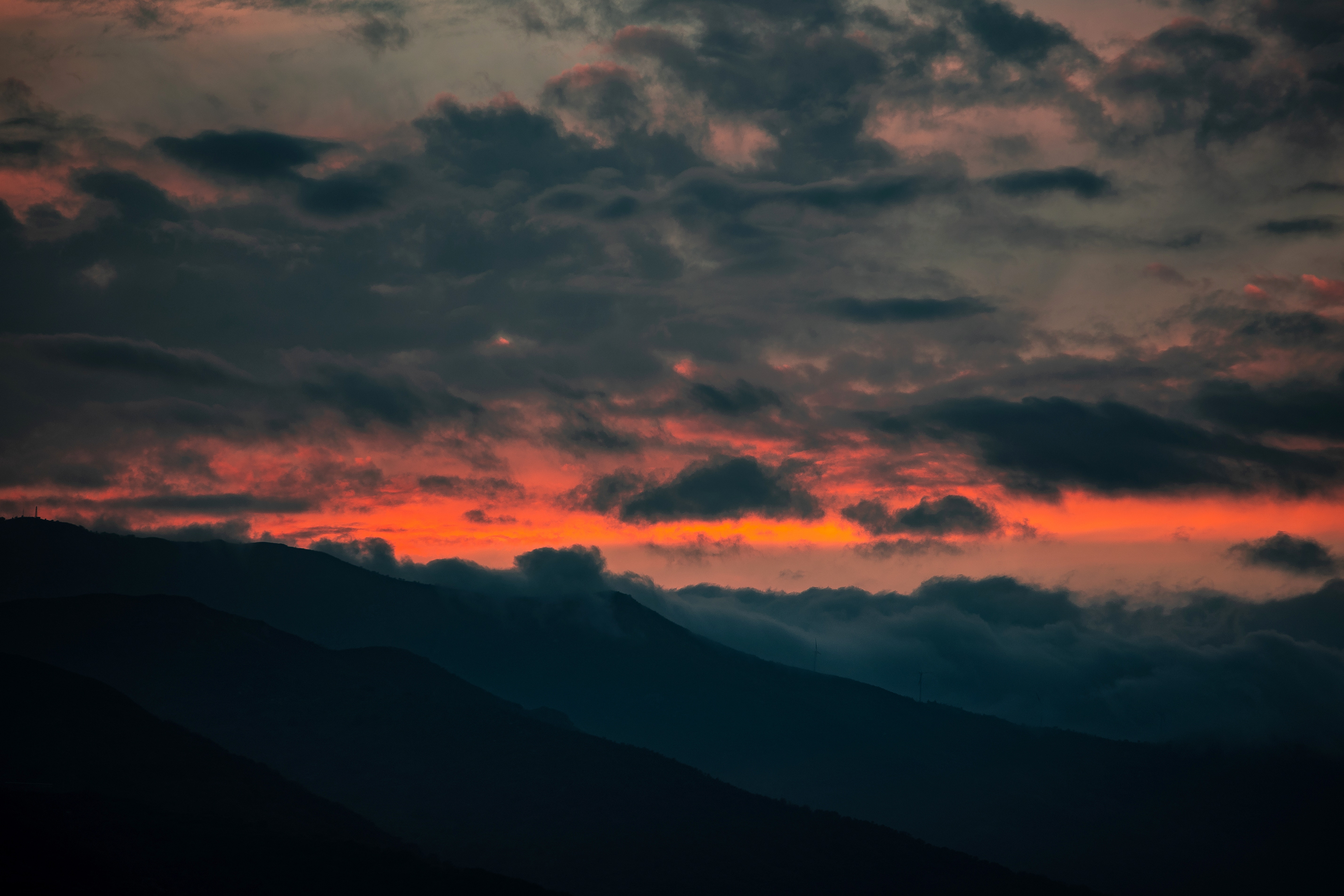 clouds, night, mountains, dark, porous wallpaper for mobile