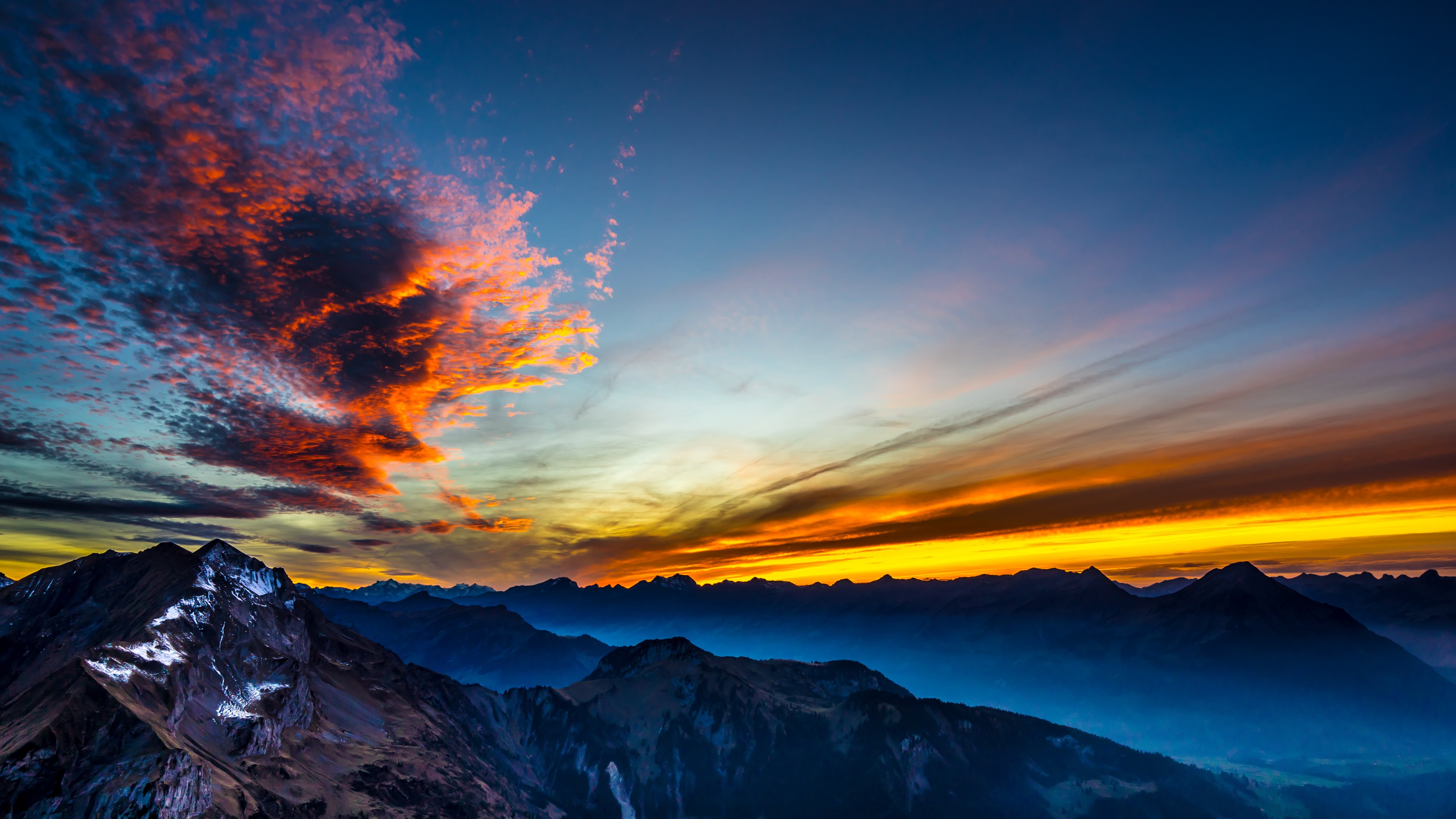 Скачать обои бесплатно Небо, Облака, Гора, Земля/природа, Закат Солнца картинка на рабочий стол ПК