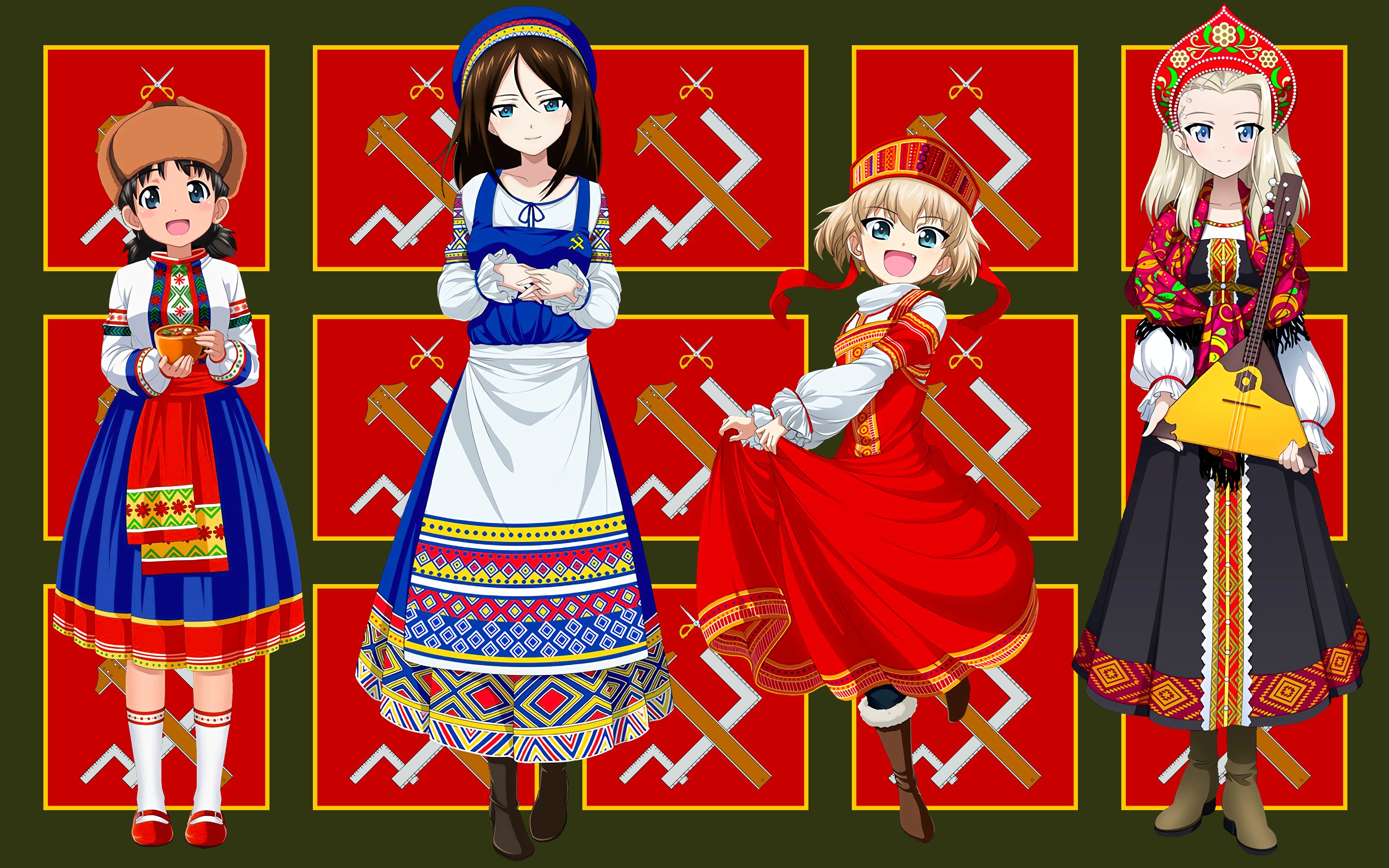 1011491 baixar papel de parede anime, girls und panzer, clara (meninas e panzer), katyusha (girls und panzer), nina (girls und panzer), nonna (girls und panzer) - protetores de tela e imagens gratuitamente