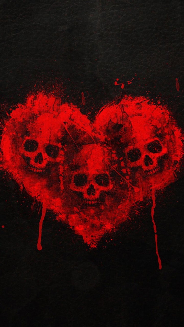 Download mobile wallpaper Dark, Heart, Skull for free.