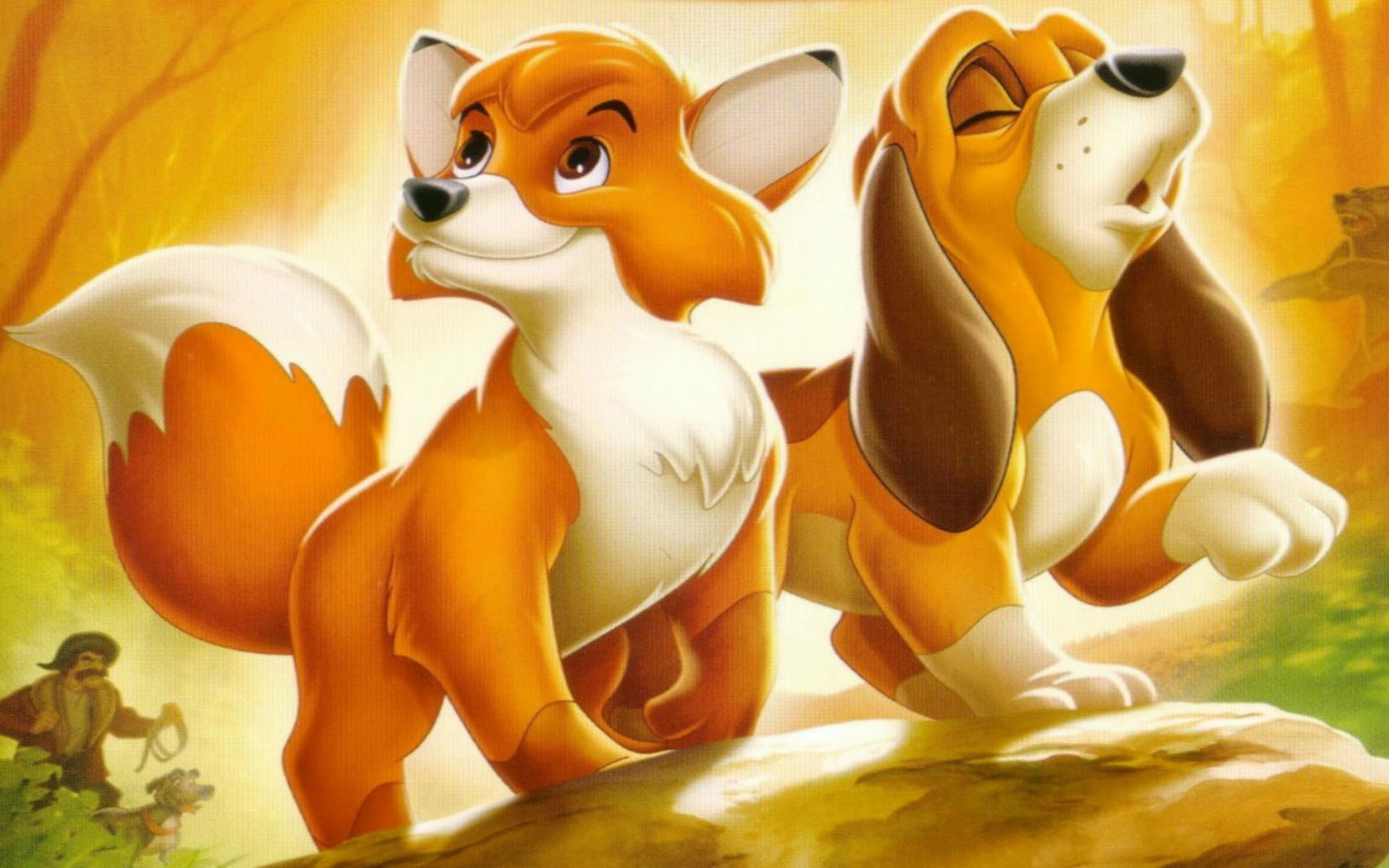 狐と猟犬HDデスクトップの壁紙をダウンロード