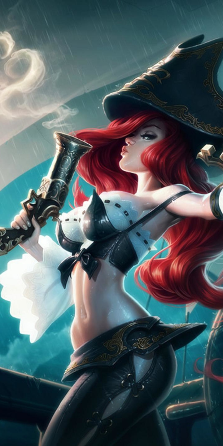 Descarga gratuita de fondo de pantalla para móvil de League Of Legends, Pirata, Videojuego, Pistola, Cabello Rojo, Mujer Guerrera, Miss Fortune (Liga De Leyendas).