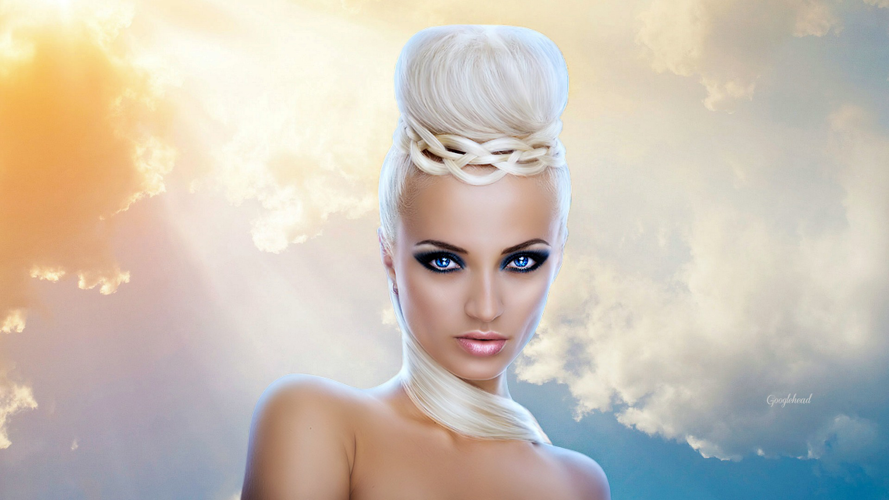 Download mobile wallpaper Fantasy, Goddess, White Hair, Gods for free.