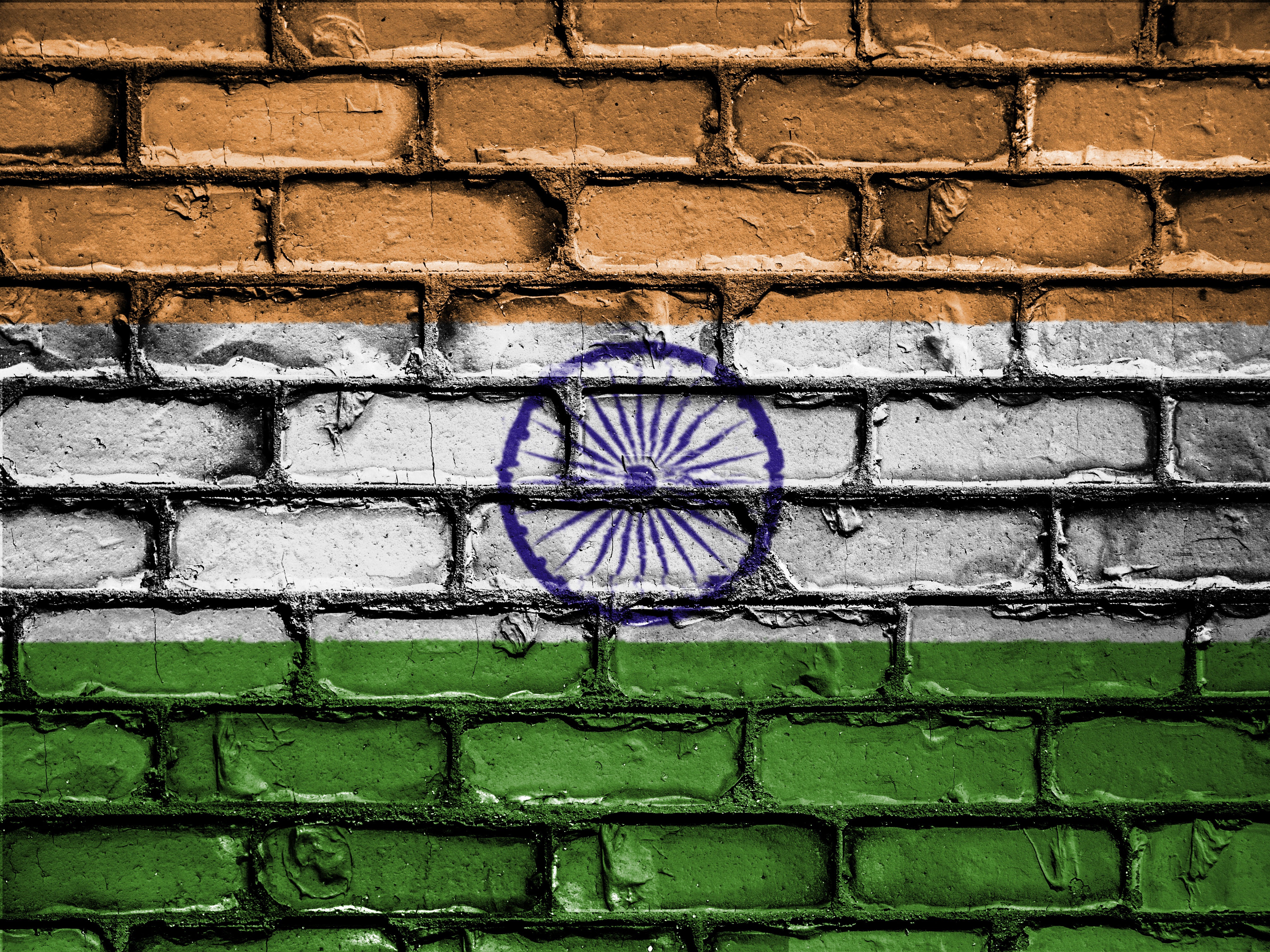 india, flag, texture, textures, paint, wall, brick