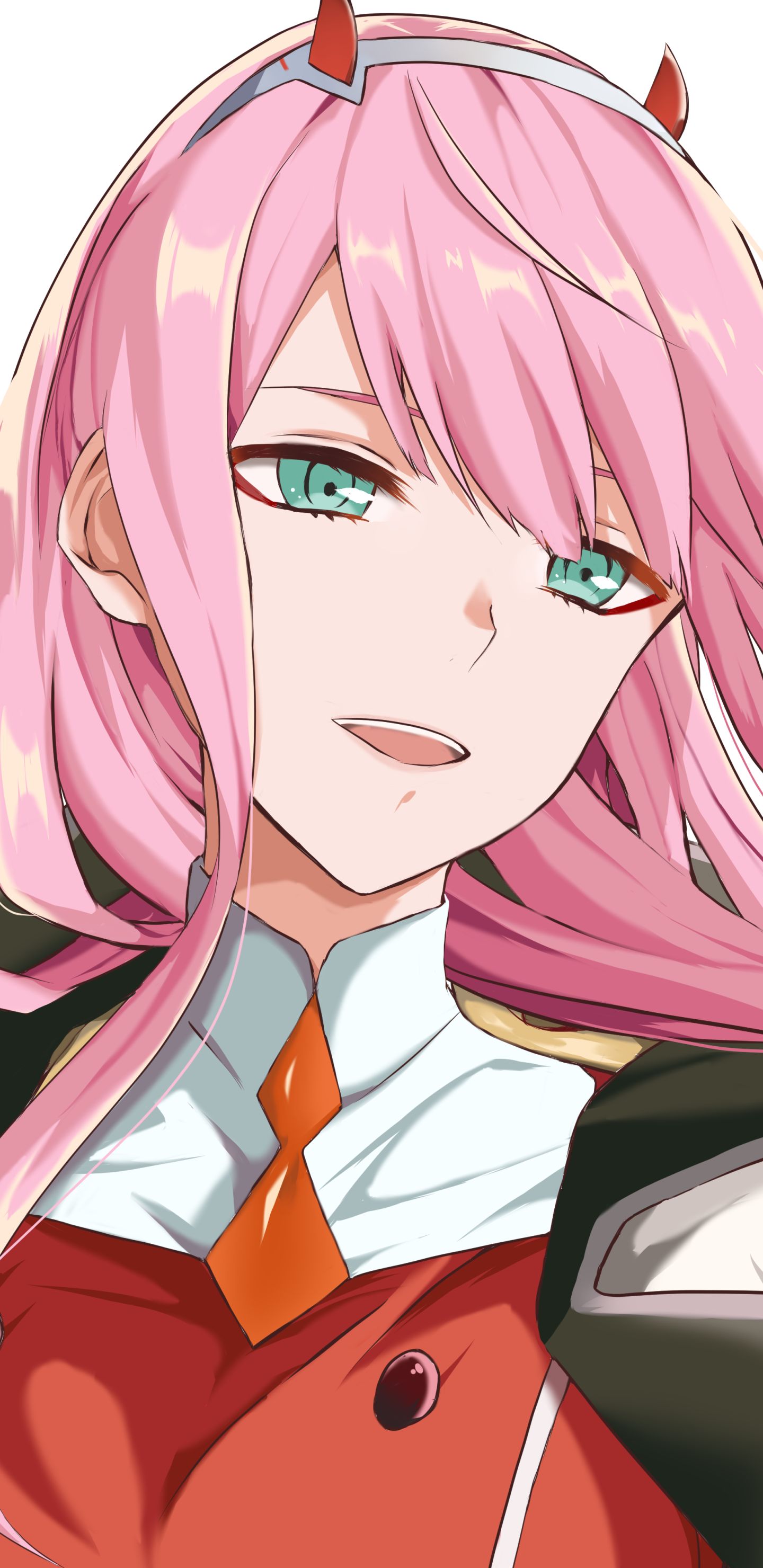 Handy-Wallpaper Hörner, Grüne Augen, Pinkes Haar, Animes, Lange Haare, Darling In The Franxx, Zero Two (Liebling Im Franxx) kostenlos herunterladen.