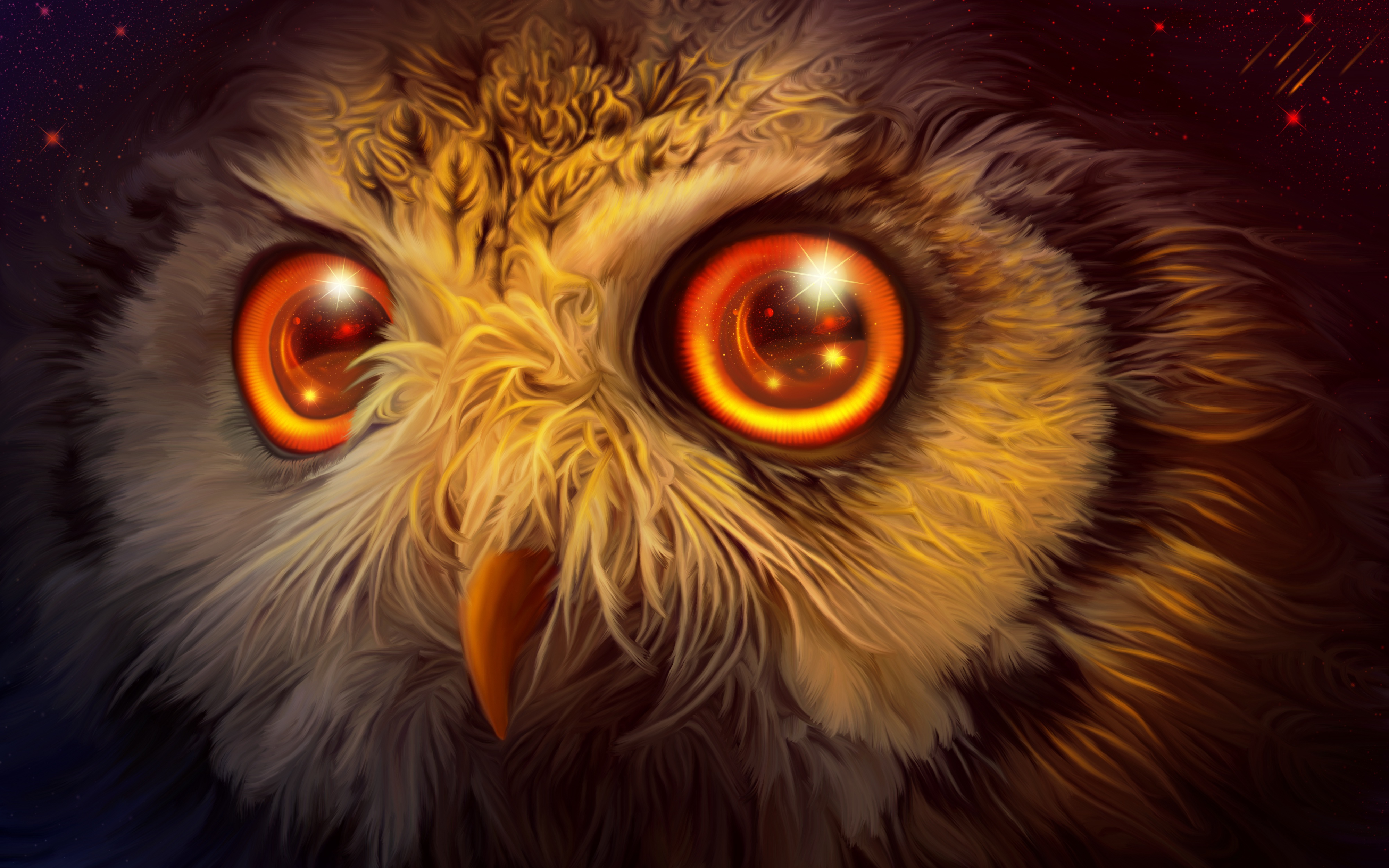 Laden Sie das Fantasie, Eule, Vogel, Orangefarbene Augen, Fantasietiere-Bild kostenlos auf Ihren PC-Desktop herunter