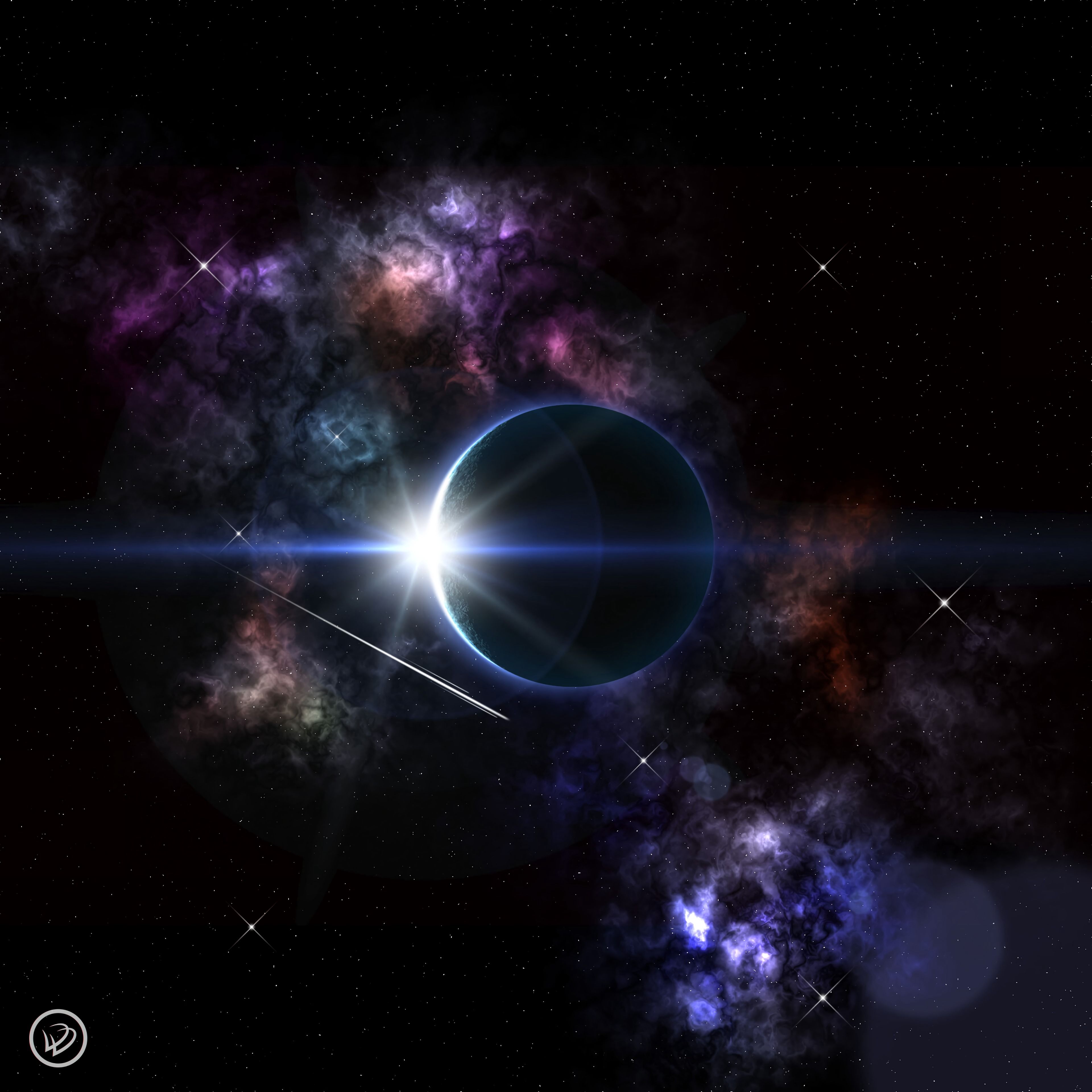 Free download wallpaper Universe, Glow, Stars, Eclipse, Planets on your PC desktop