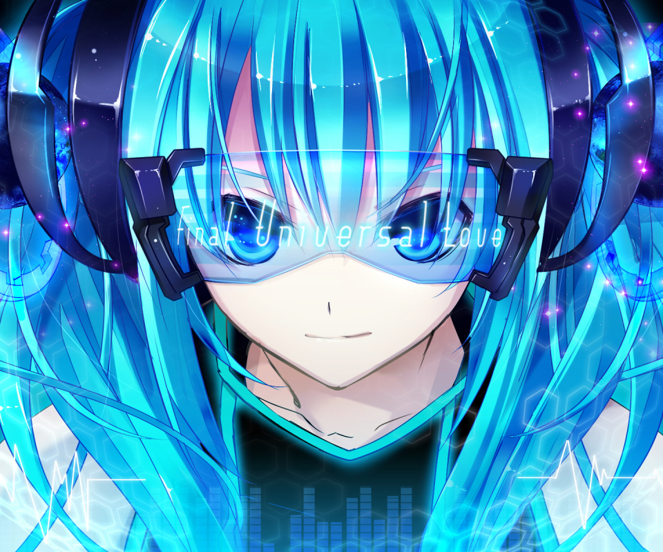 Download mobile wallpaper Anime, Headphones, Vocaloid, Glasses, Hatsune Miku, Aqua Eyes, Aqua Hair, Twintails, Final Universal Love for free.
