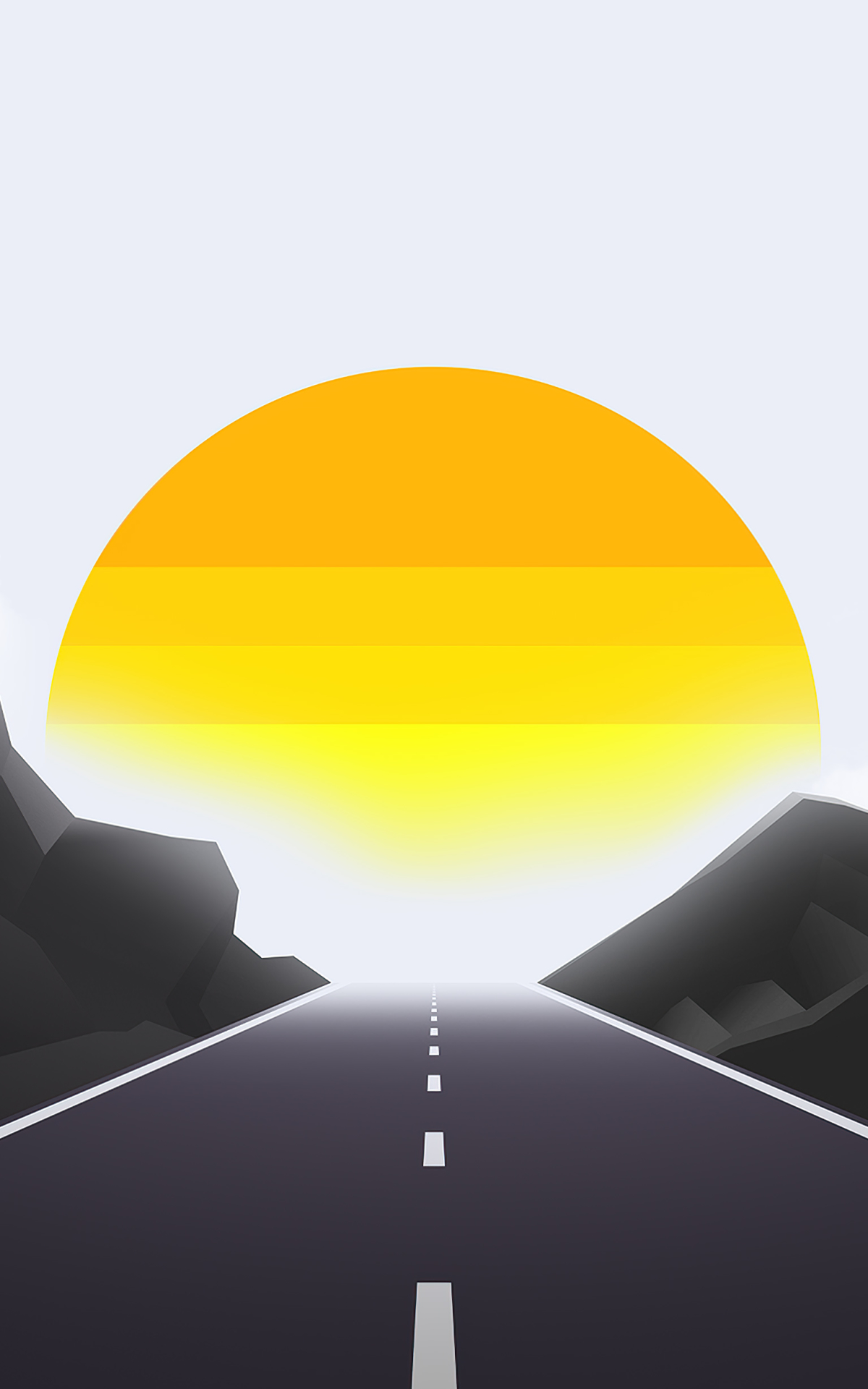 Download mobile wallpaper Sun, Road, Sunrise, Artistic, Minimalist for free.