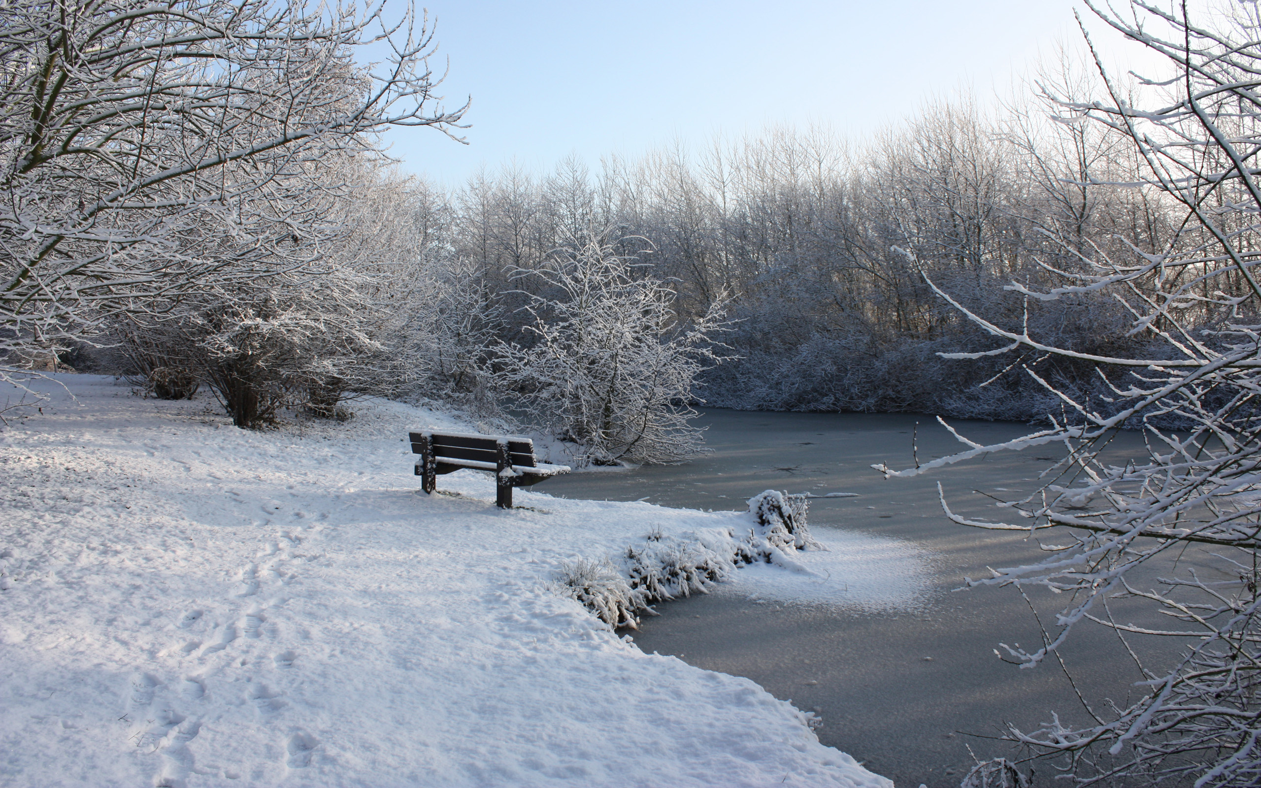 Скачать обои бесплатно Зима, Снег, Скамейка, Земля/природа картинка на рабочий стол ПК