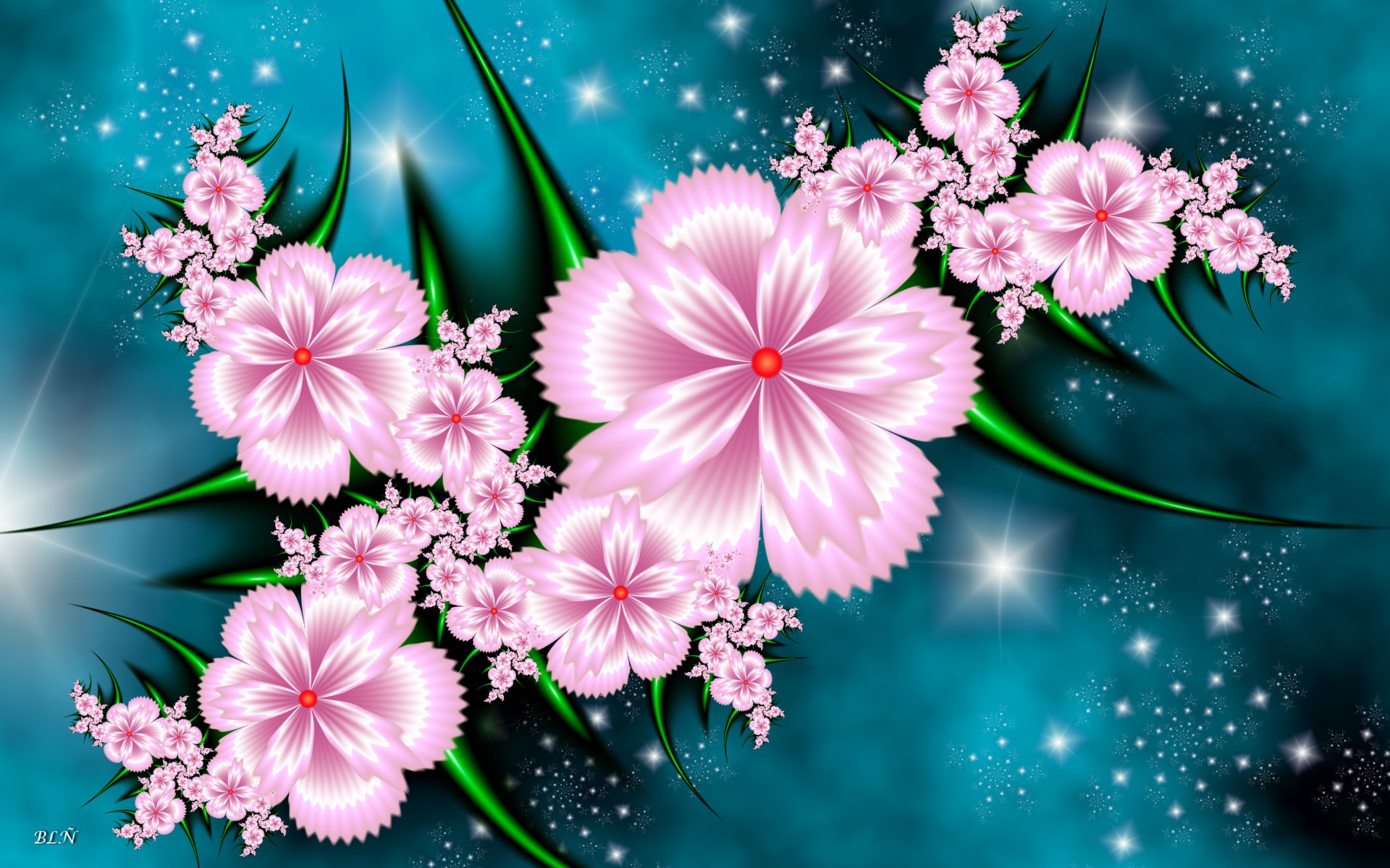 Скачати мобільні шпалери Квітка, Художній, Листок, Рожева Квітка, Флауерзи безкоштовно.