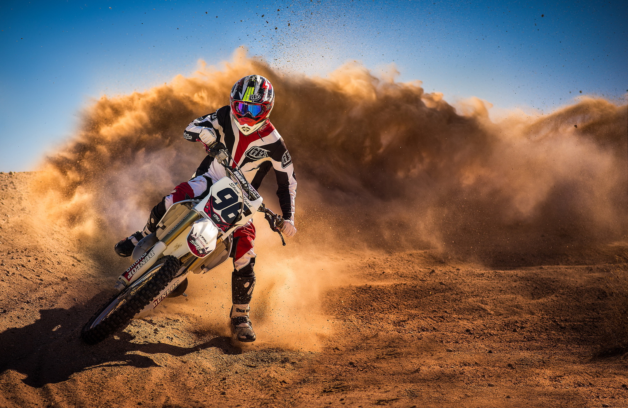 motorcycle, motorcycles, sports, motorcyclist, dust, race desktop HD wallpaper