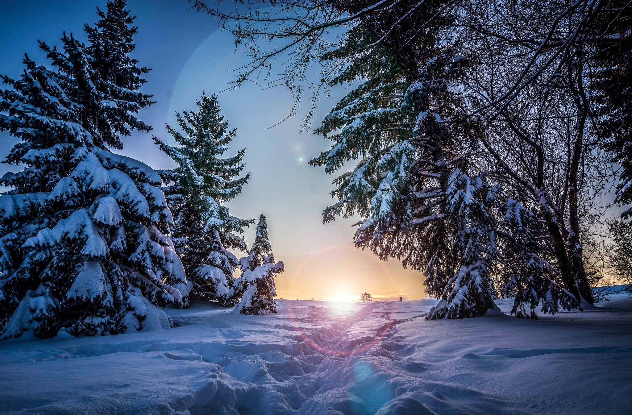 Free download wallpaper Winter, Sunset, Earth on your PC desktop