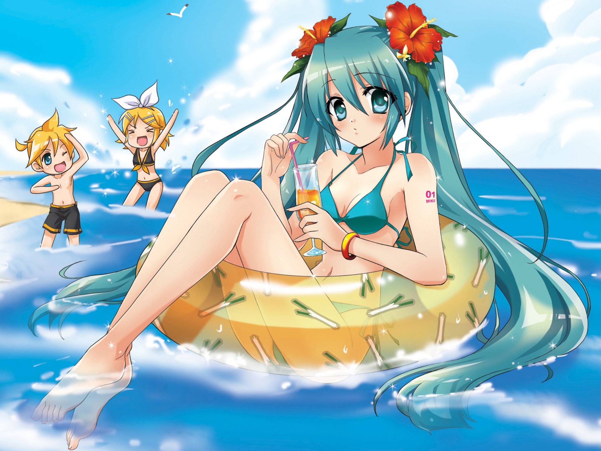 Laden Sie das Vocaloid, Hatsune Miku, Animes, Rin Kagamine, Len Kagamine-Bild kostenlos auf Ihren PC-Desktop herunter