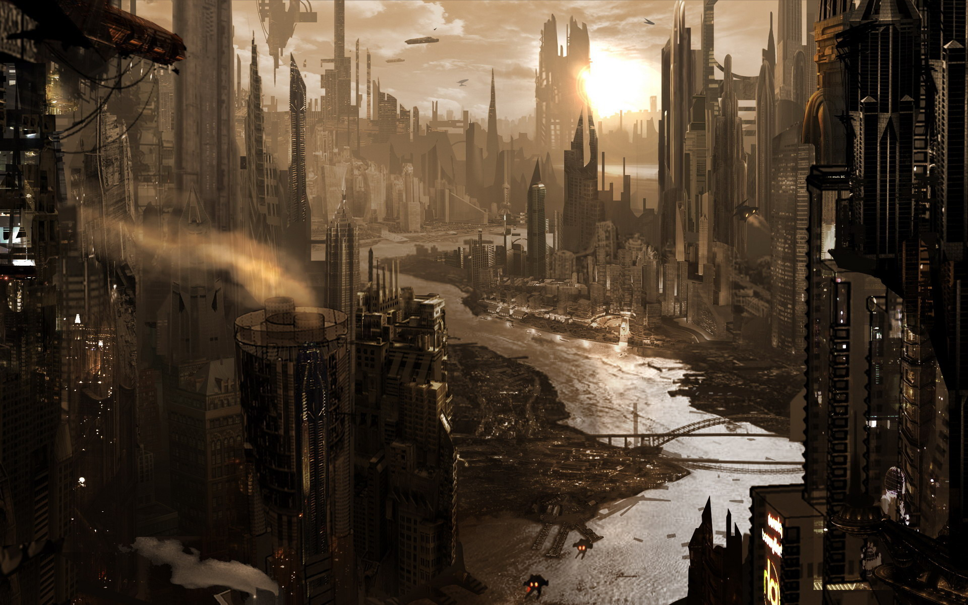 Free download wallpaper City, Sci Fi on your PC desktop