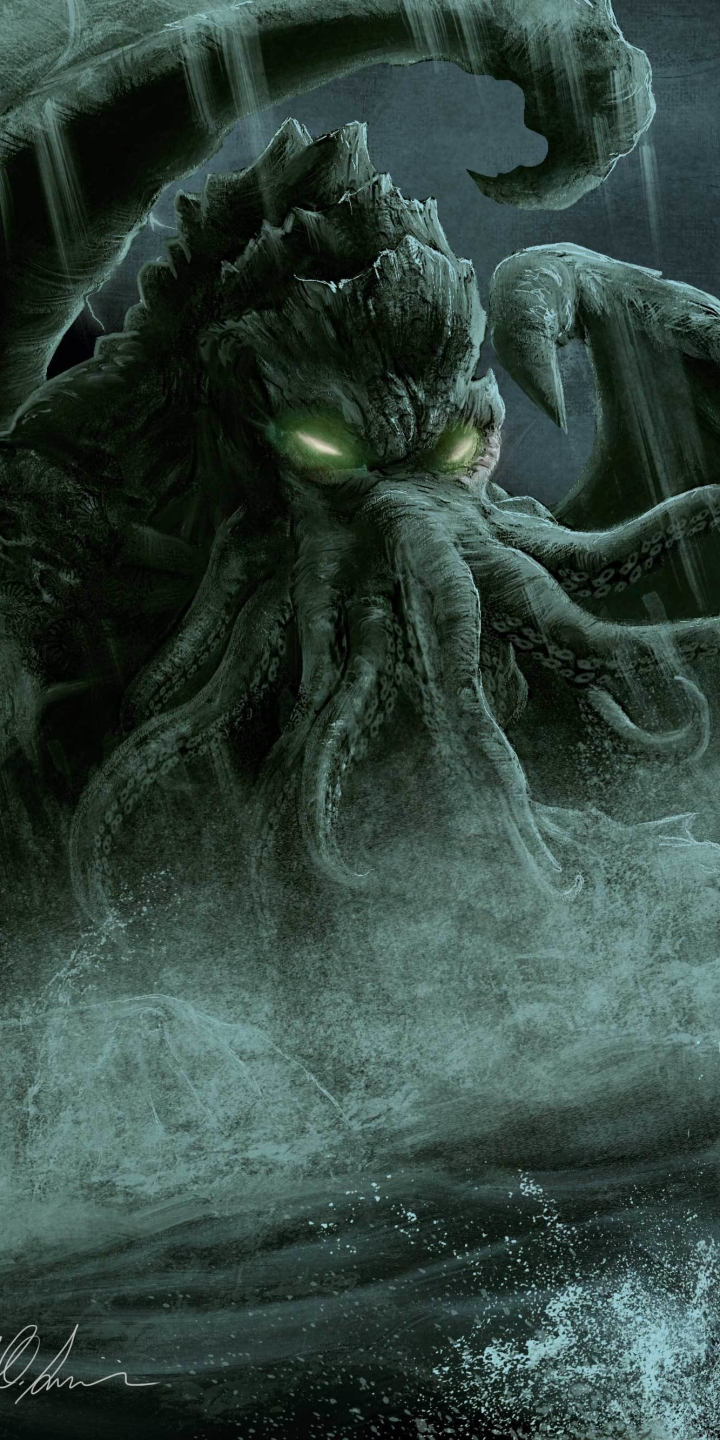 Download mobile wallpaper Fantasy, Night, Monster, Cthulhu for free.