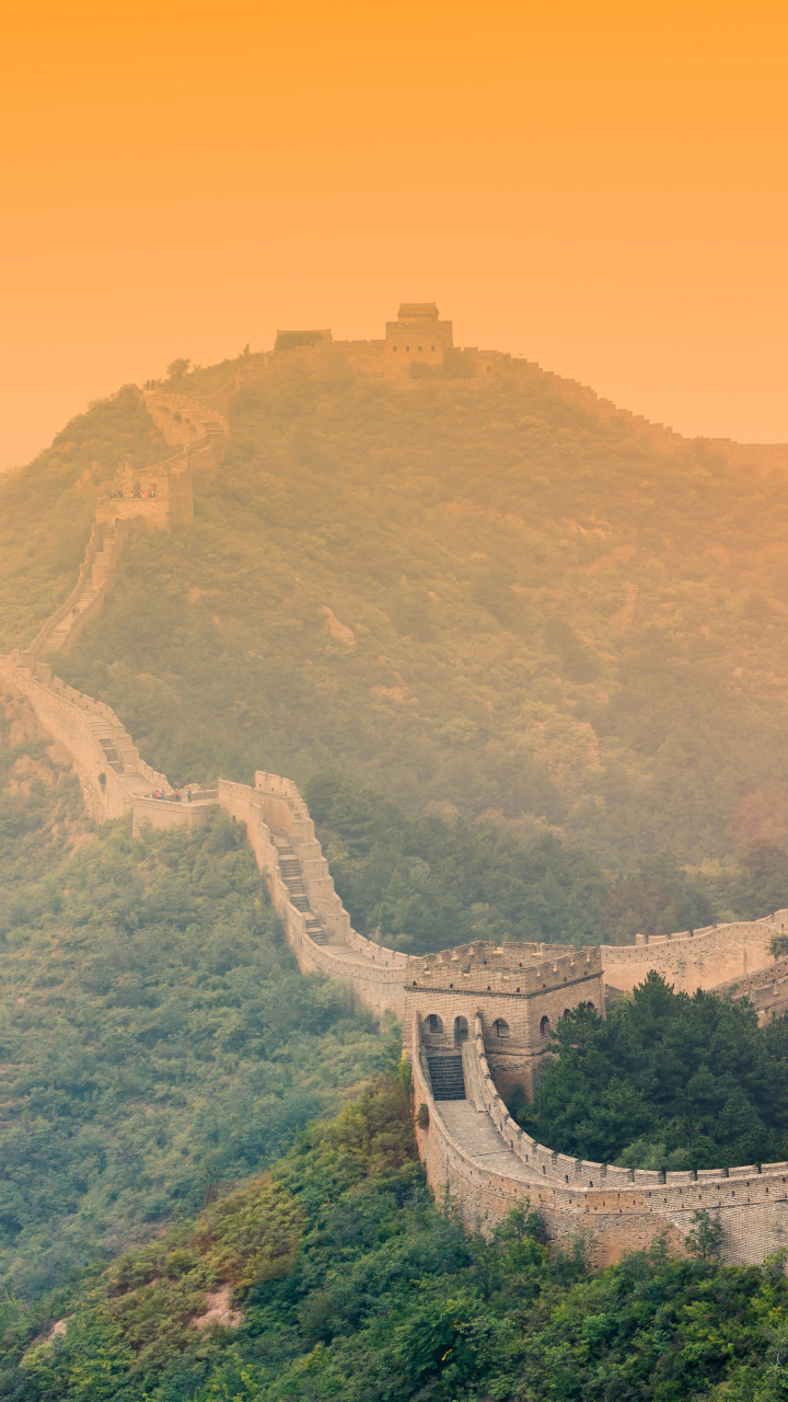 Download mobile wallpaper Sunset, Monuments, Great Wall Of China, China, Monument, Man Made for free.