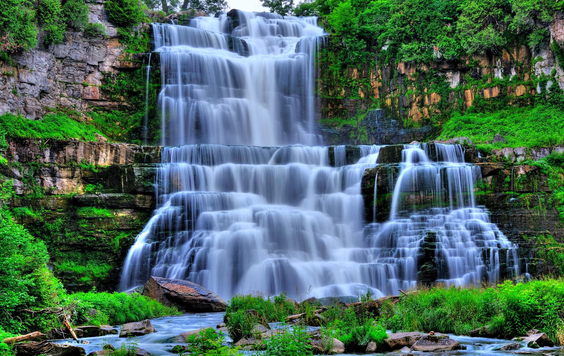 Download mobile wallpaper Waterfalls, Waterfall, Tree, Earth for free.