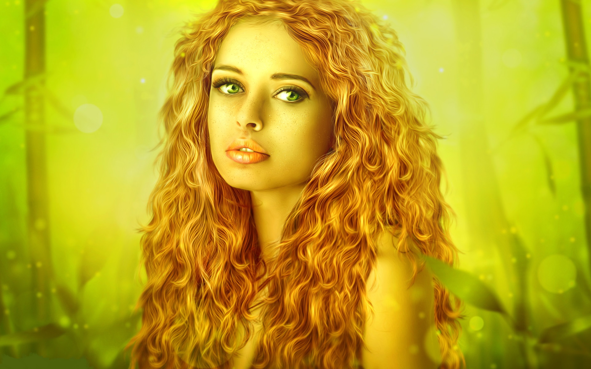 Free download wallpaper Fantasy, Redhead, Face, Women, Green Eyes on your PC desktop