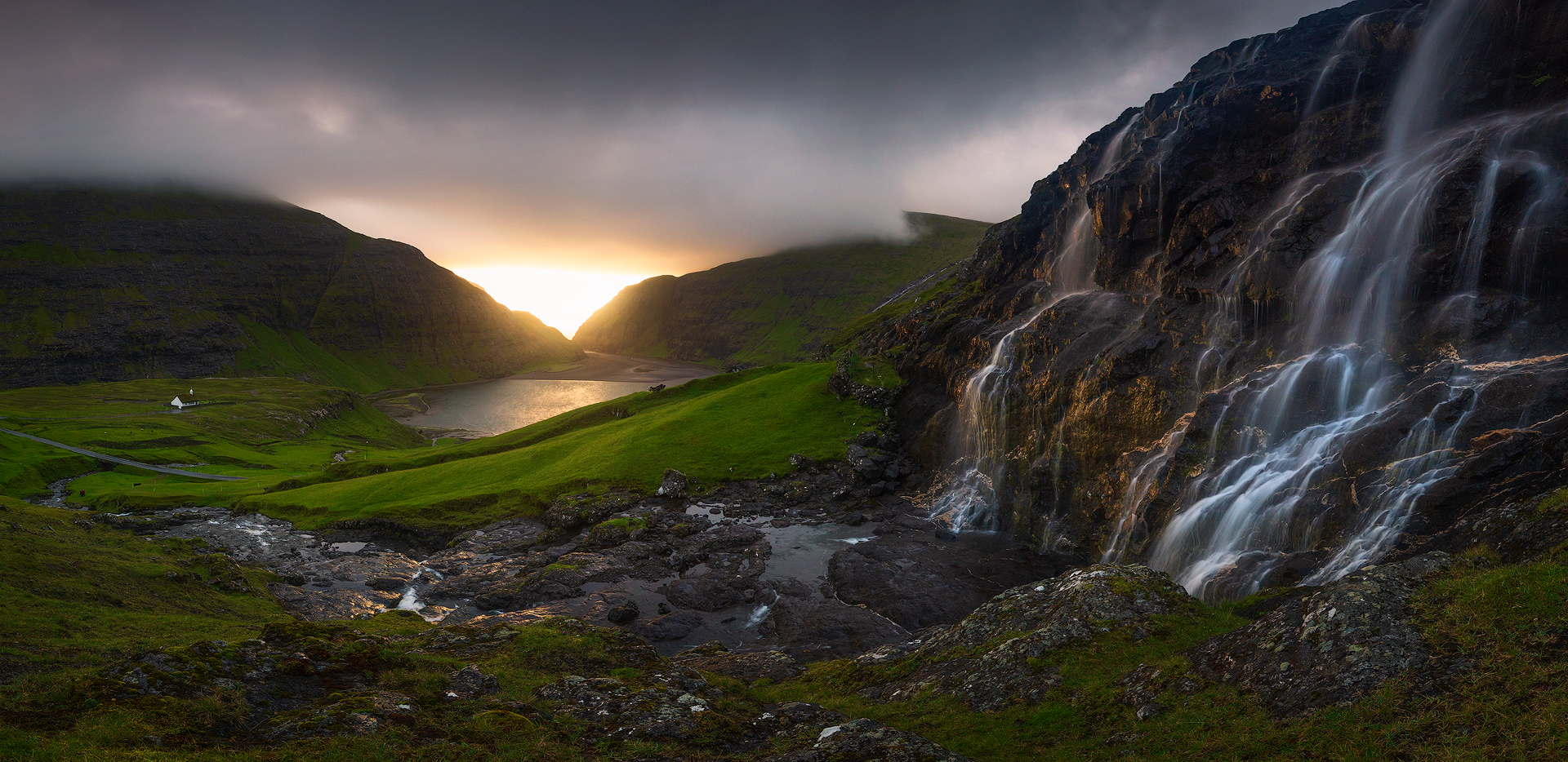 1505763 скачать картинку земля/природа, водопад, фарерские острова, пейзаж - обои и заставки бесплатно