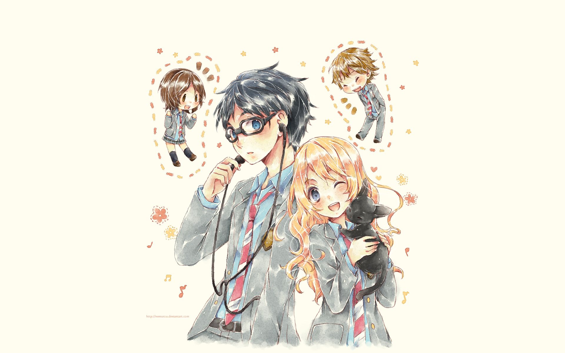 Handy-Wallpaper Animes, Kousei Arima, Kaori Miyazono, Shigatsu Wa Kimi No Uso Sekunden In Moll kostenlos herunterladen.