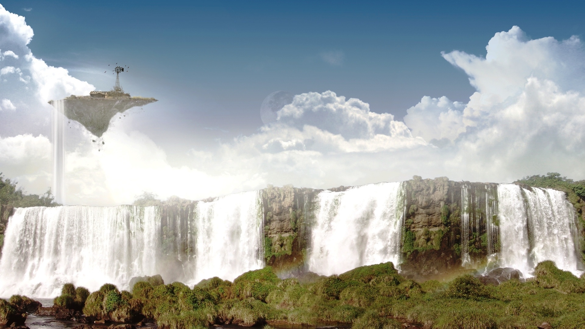 Free download wallpaper Landscape, Waterfalls, Fantasy on your PC desktop