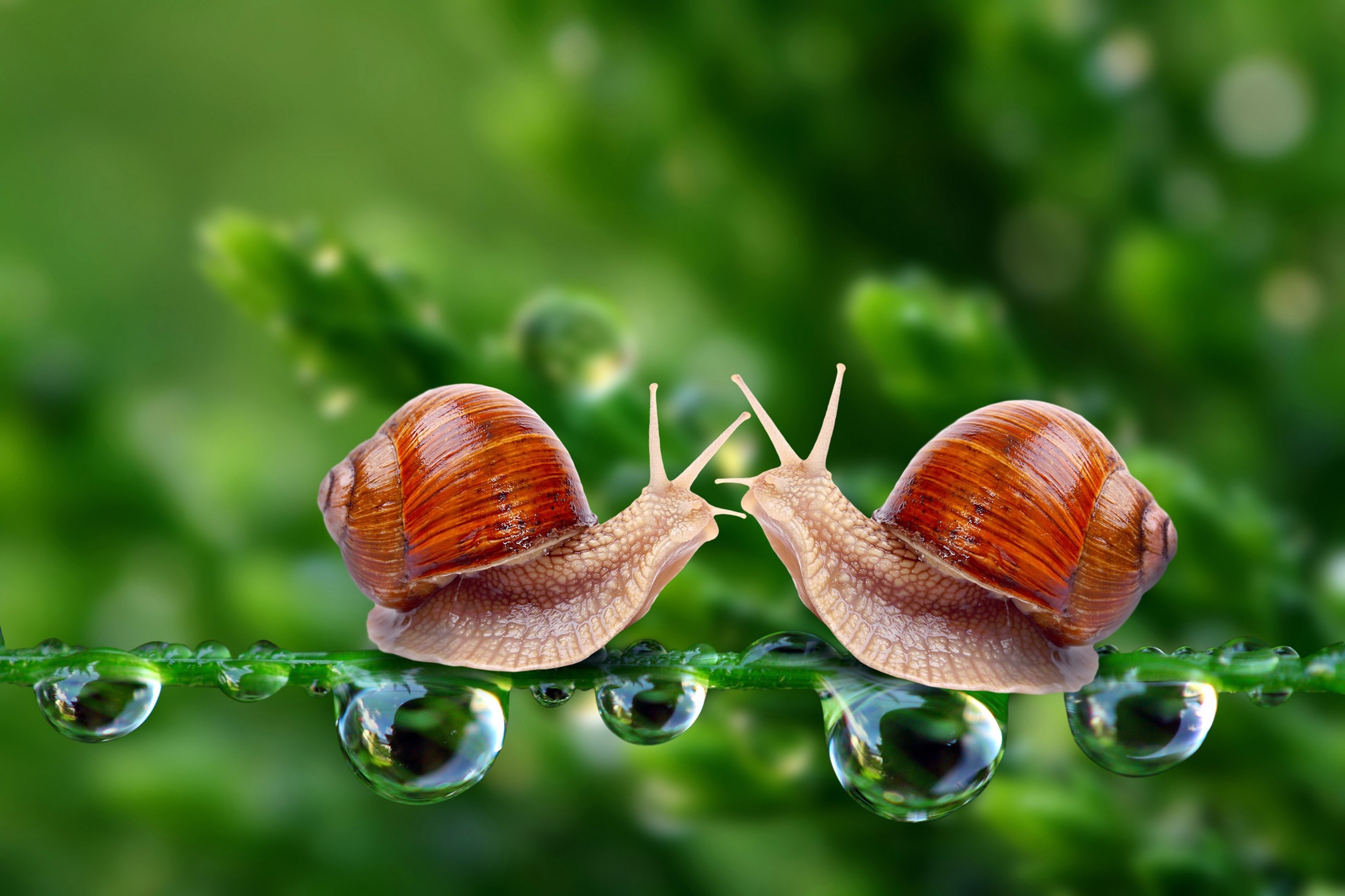 pair, animals, grass, snails, couple, carapace, shell