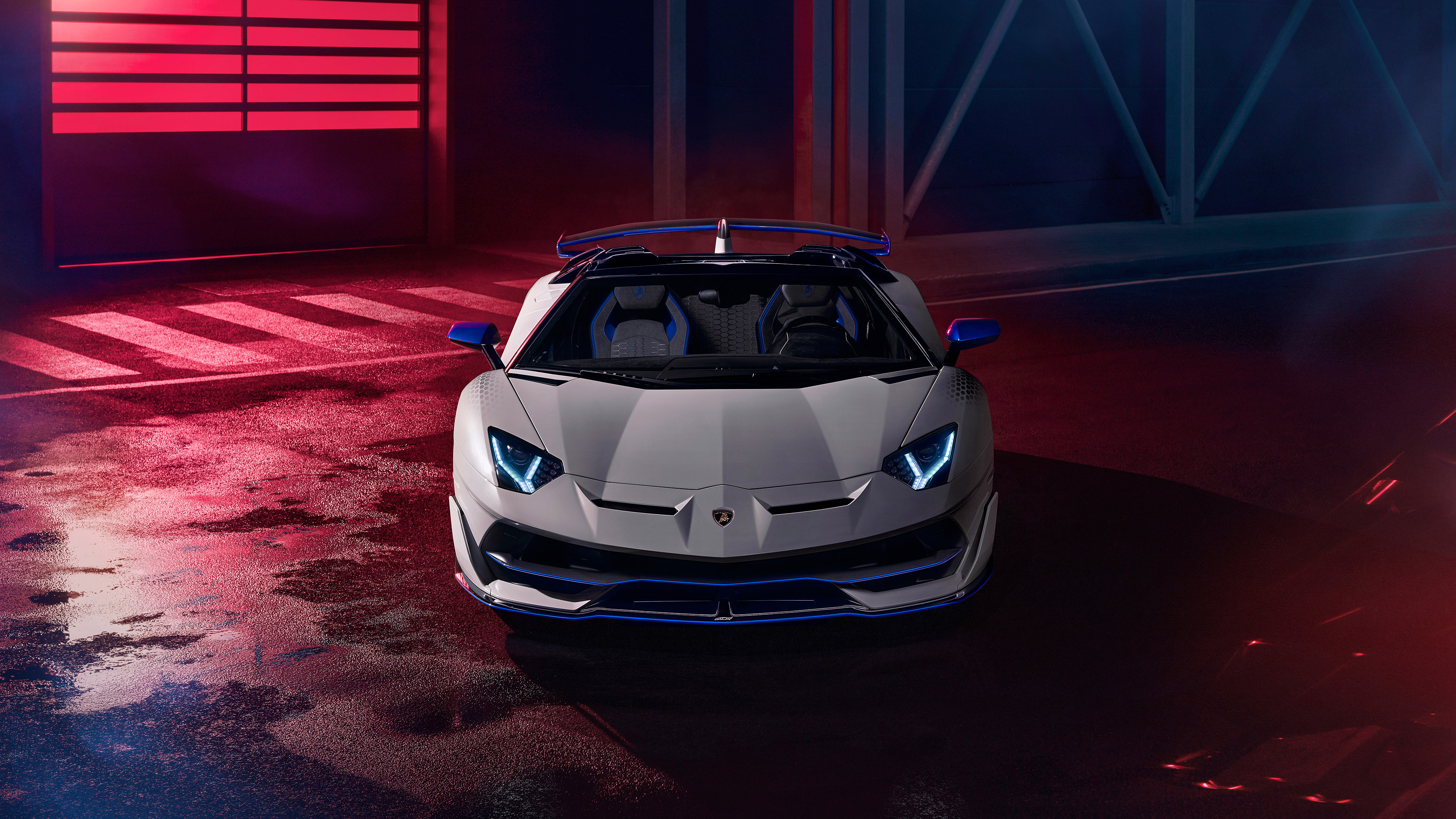 Download mobile wallpaper Lamborghini, Car, Roadster, Convertible, Supercar, Vehicles, Silver Car, Lamborghini Aventador Svj Roadster Xago Edition for free.