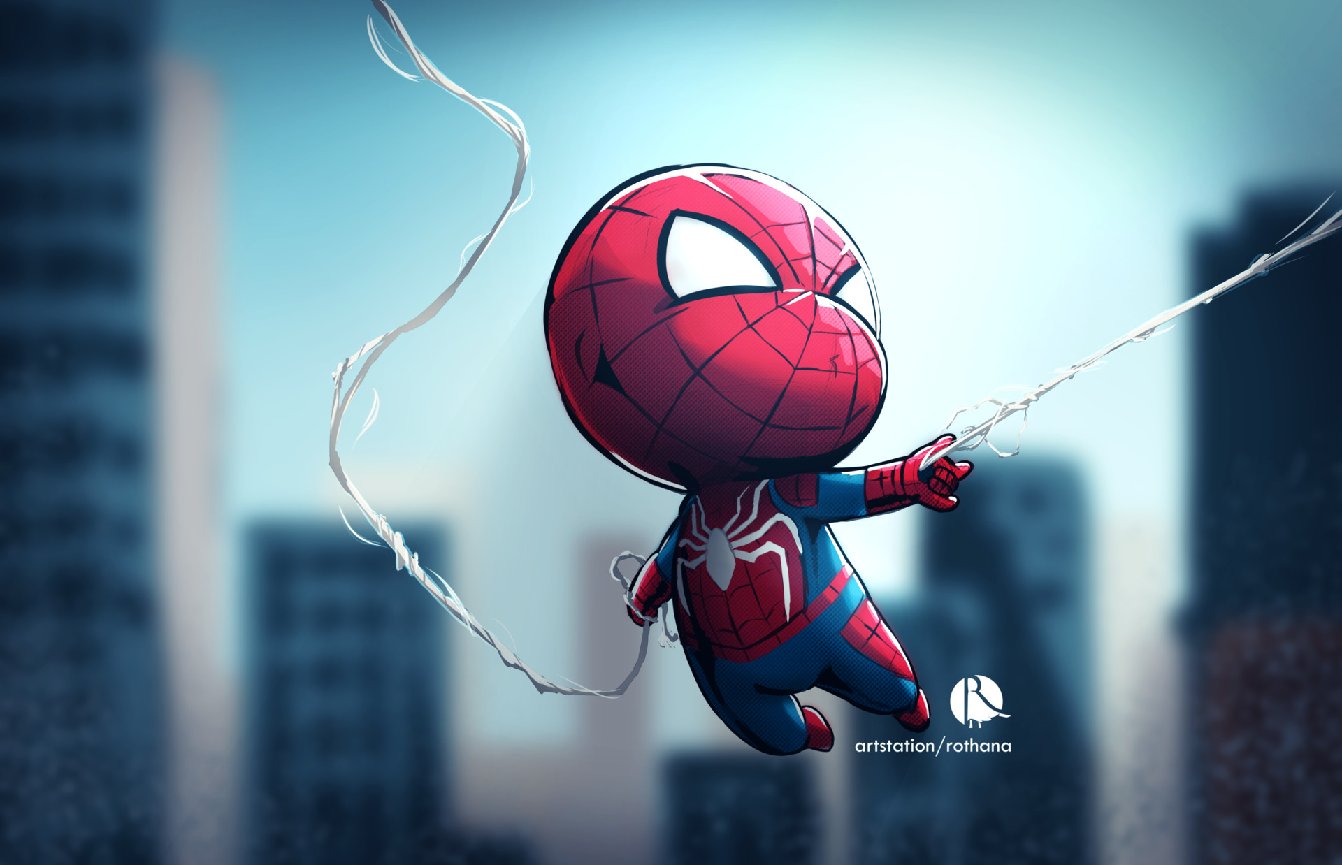 Laden Sie das Comics, Spider Man, Chibi-Bild kostenlos auf Ihren PC-Desktop herunter