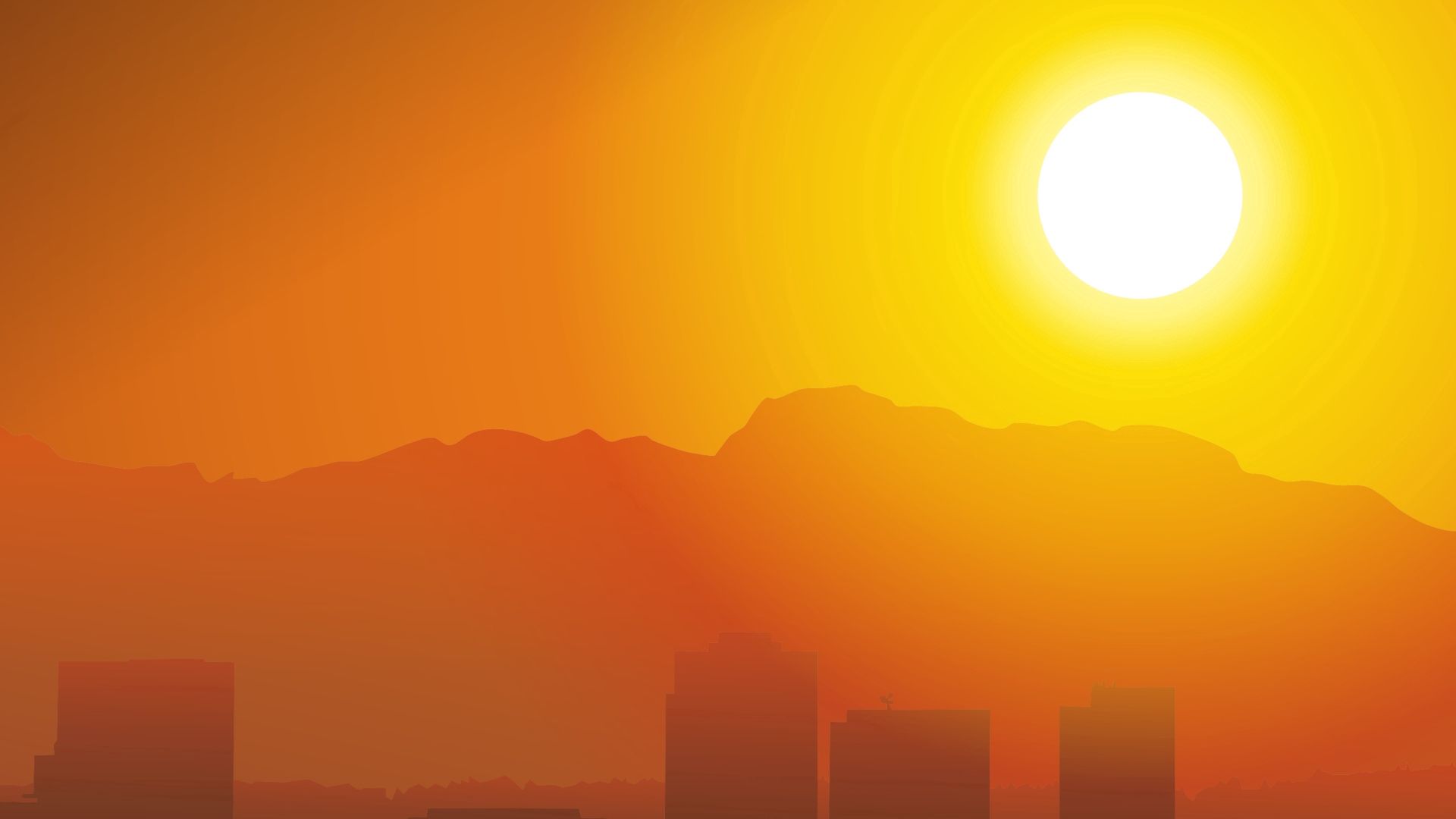 Free download wallpaper Sunset, Sky, Building, City, Vector on your PC desktop