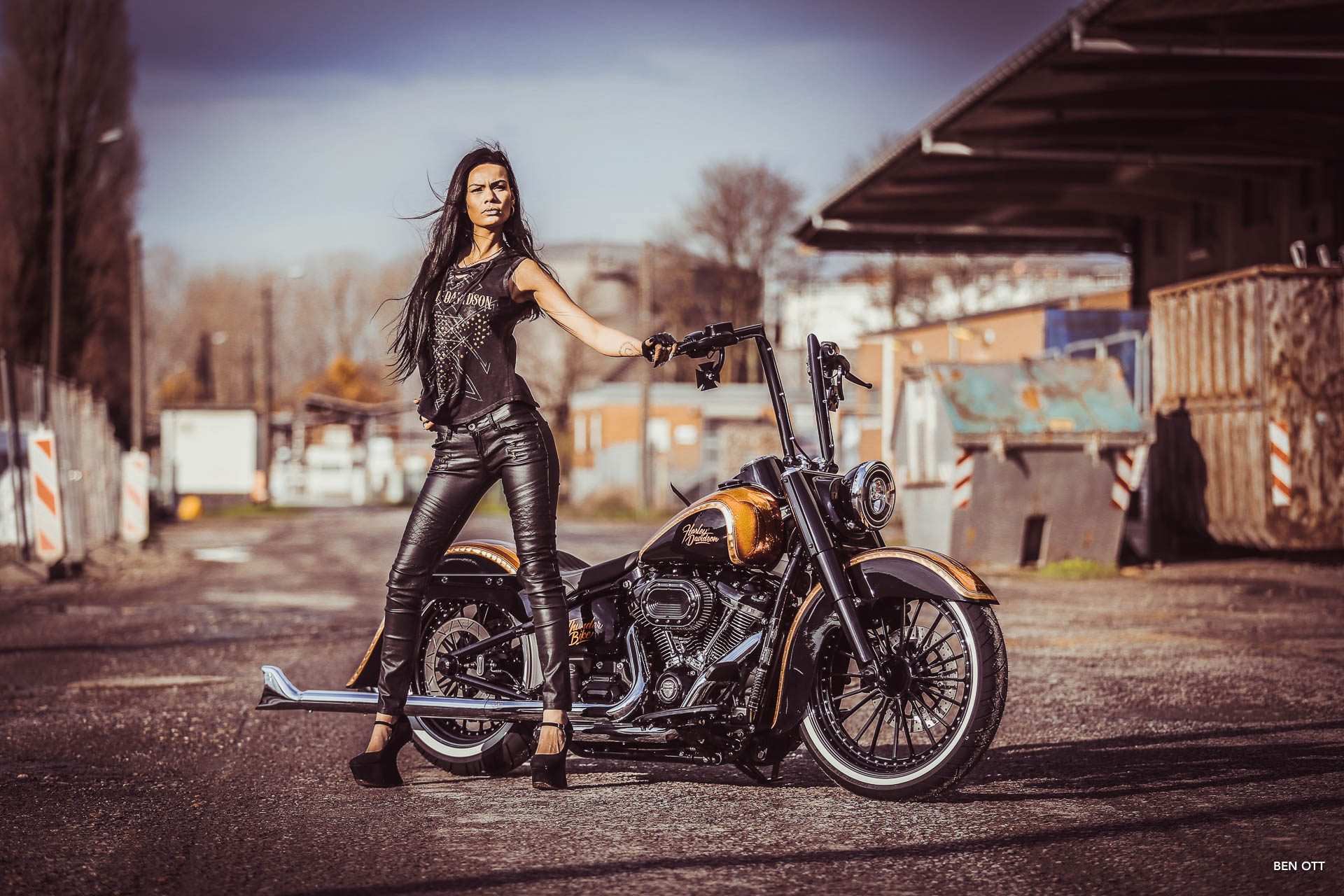 Download mobile wallpaper Harley Davidson, Women, Girls & Motorcycles, Custom Motorcycle, Thunderbike Customs for free.