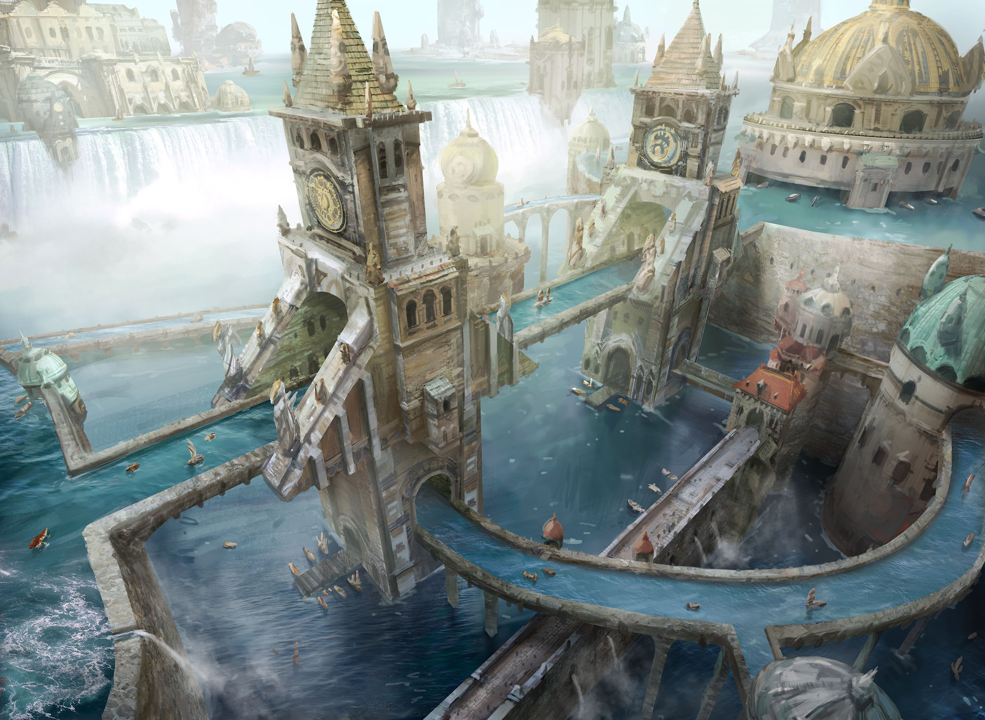 Free download wallpaper Fantasy, City, Building on your PC desktop