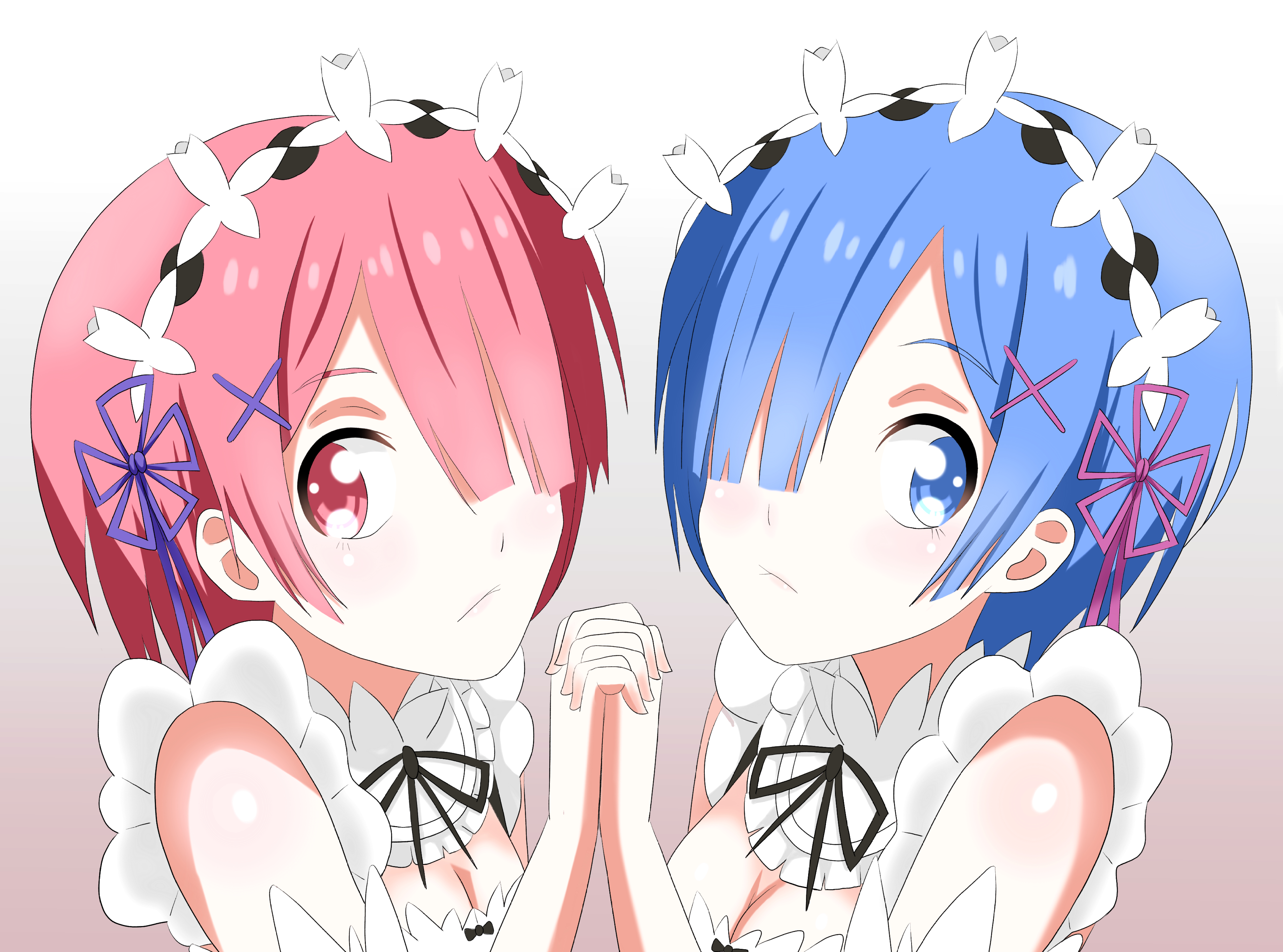 Téléchargez gratuitement l'image Yeux Bleus, Animé, Cheveux Roses, Cheveux Bleus, Yeux Roses, Re:zero Commencer Sa Vie Dans Un Autre Monde, Bélier (Re:zero), Rem (Re:zero) sur le bureau de votre PC