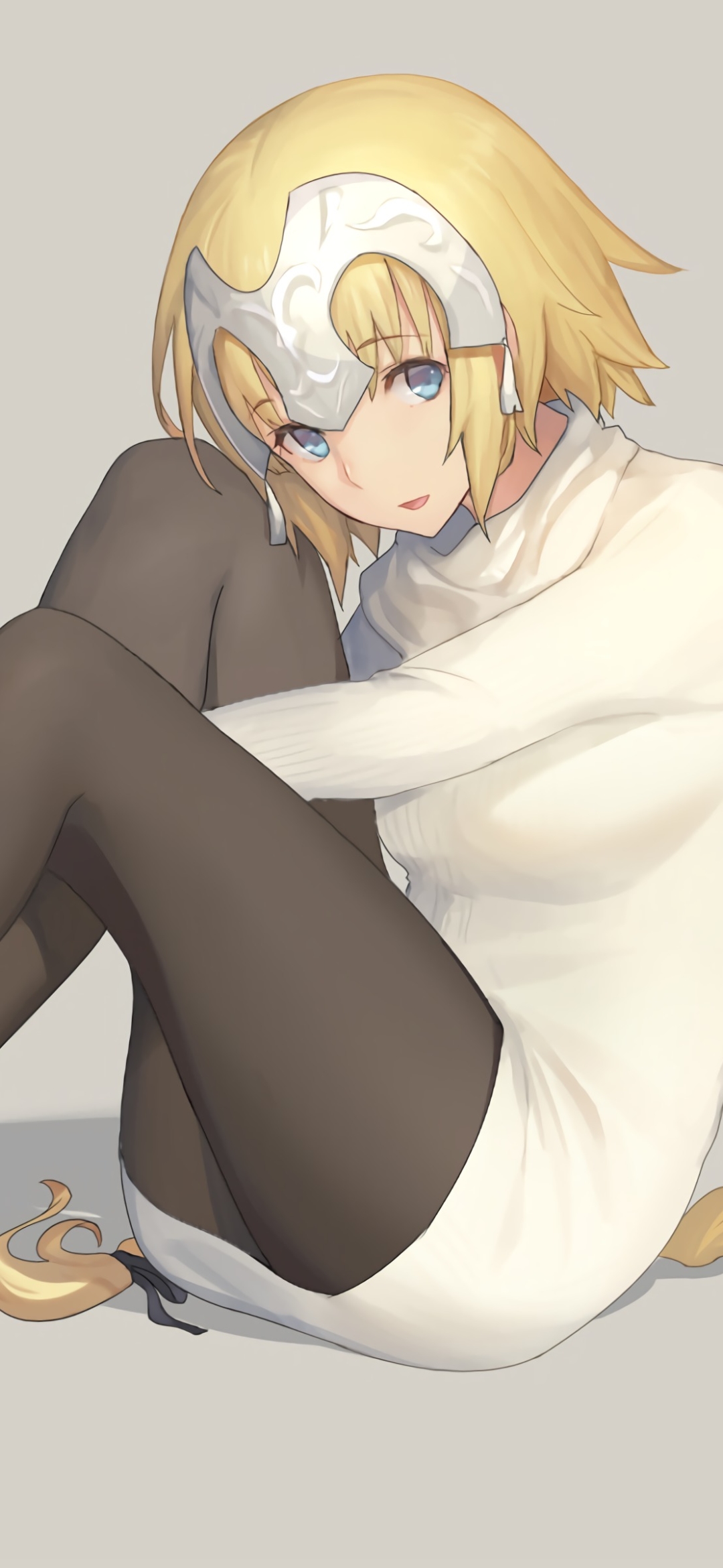Download mobile wallpaper Anime, Blonde, Sweater, Blue Eyes, Long Hair, Pantyhose, Fate/grand Order, Jeanne D'arc (Fate Series), Ruler (Fate/apocrypha), Headpiece, Fate Series for free.