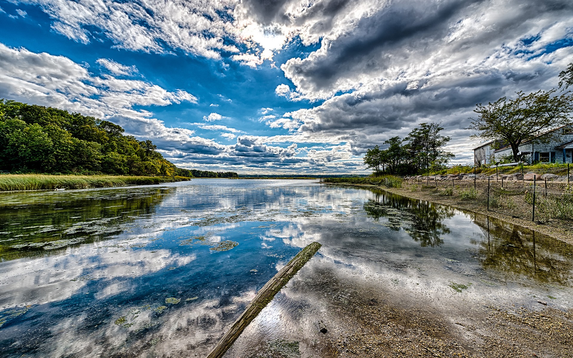 Download mobile wallpaper Nature, Sky, Lakes, Lake, Reflection, Tree, Earth, Hdr, Cloud for free.