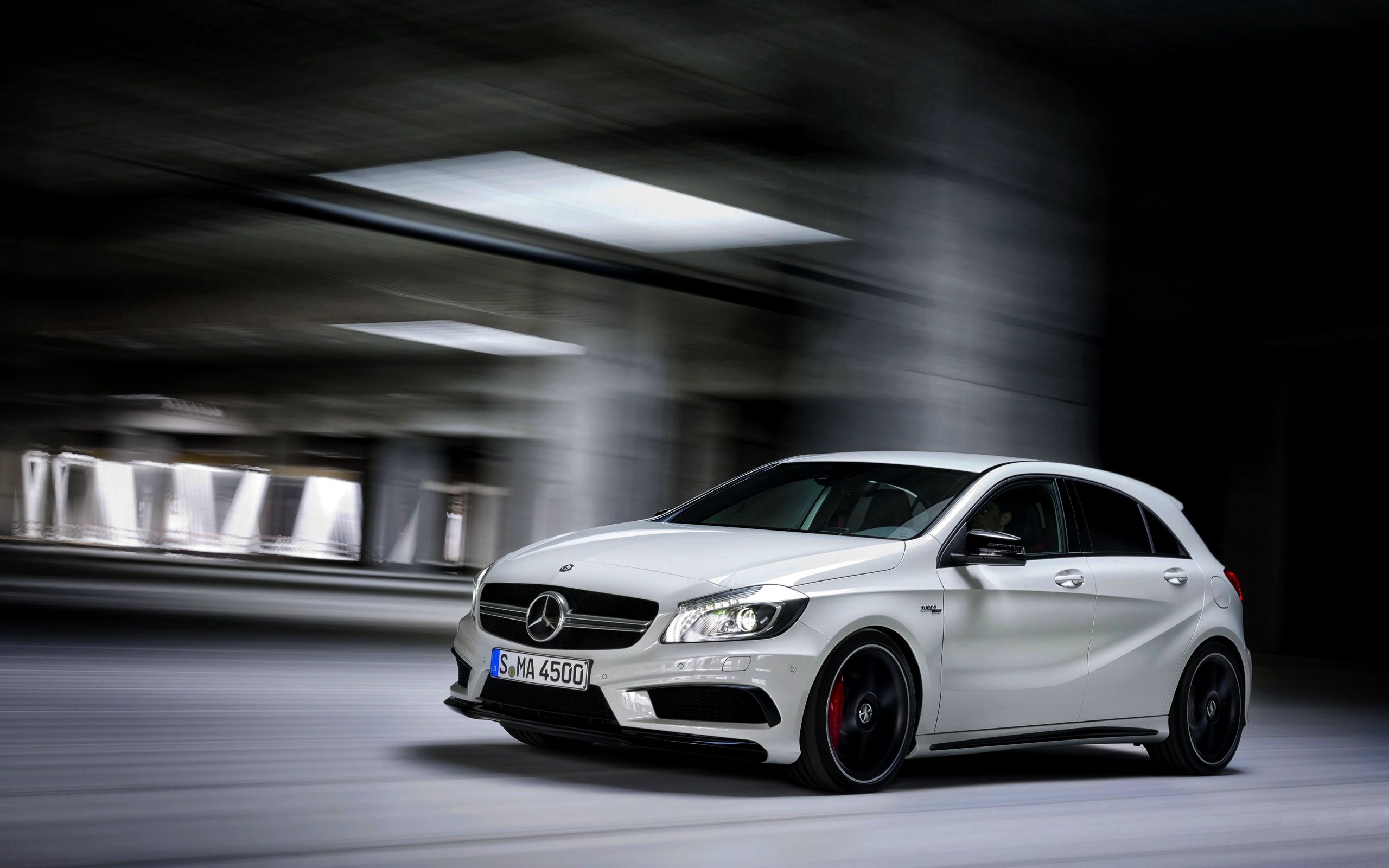 a45, cars, amg, white, side view, mercedes benz