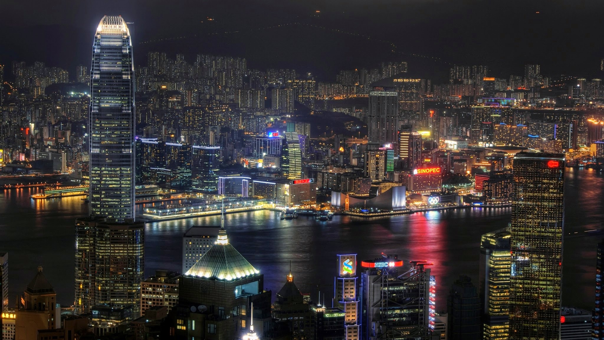 273302画像をダウンロードマンメイド, 香港, 建物, 中国, 街, 光, 夜, スカイライン, 都市-壁紙とスクリーンセーバーを無料で