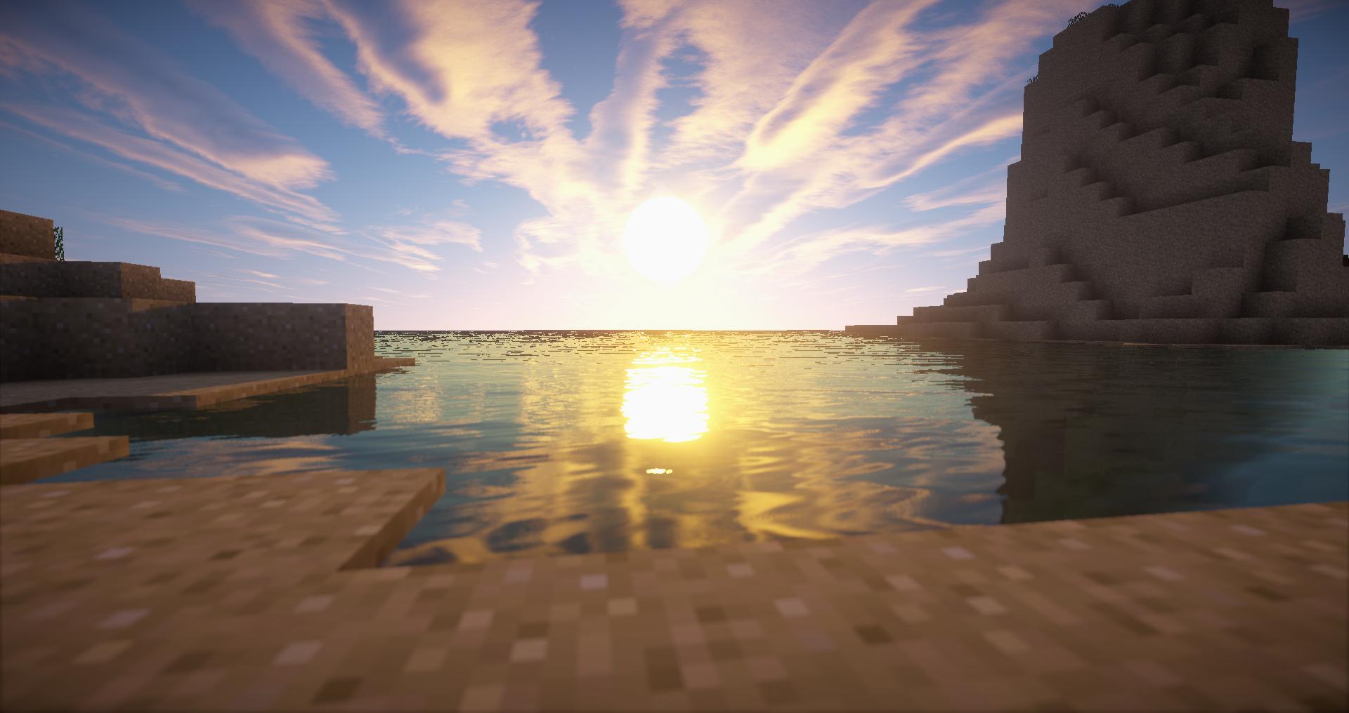 Baixe gratuitamente a imagem Pôr Do Sol, Sol, Praia, Minecraft, Videogame na área de trabalho do seu PC