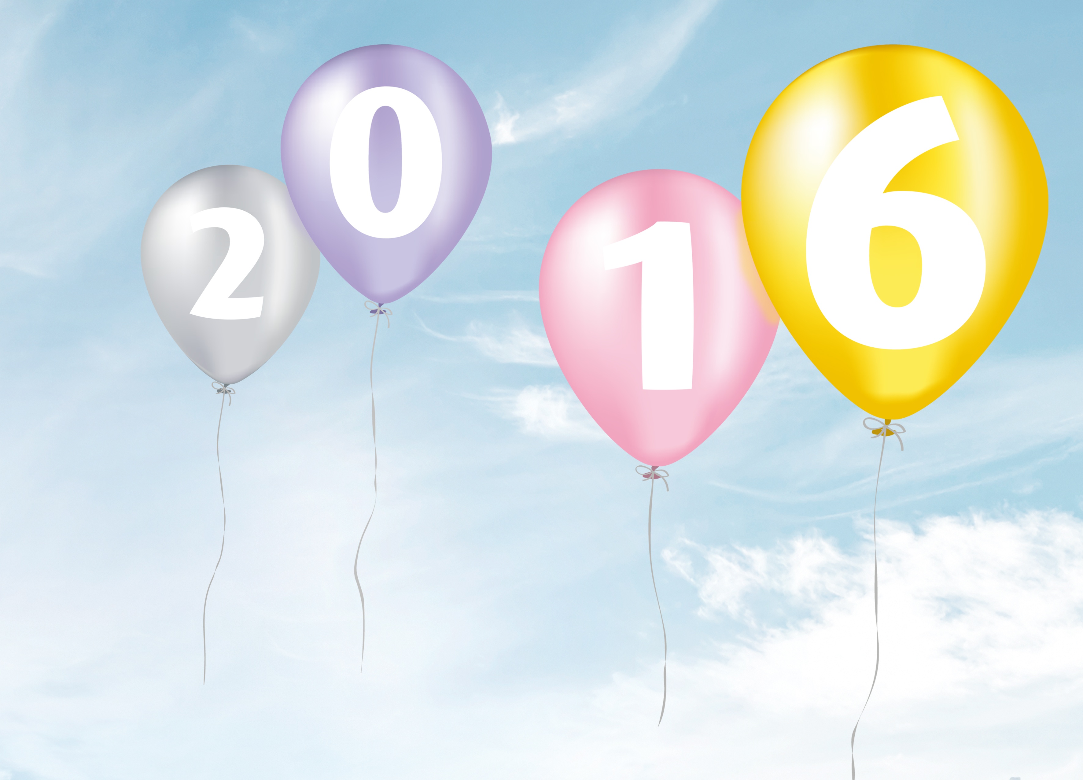 Handy-Wallpaper Feiertage, Neujahr, Ballon, Neujahr 2016 kostenlos herunterladen.