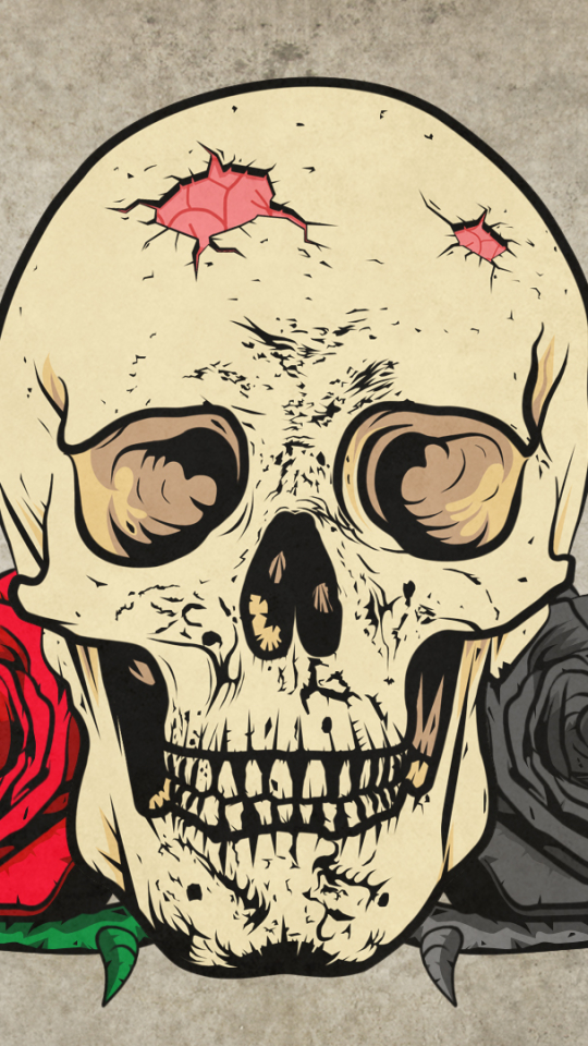 Download mobile wallpaper Dark, Rose, Skull for free.