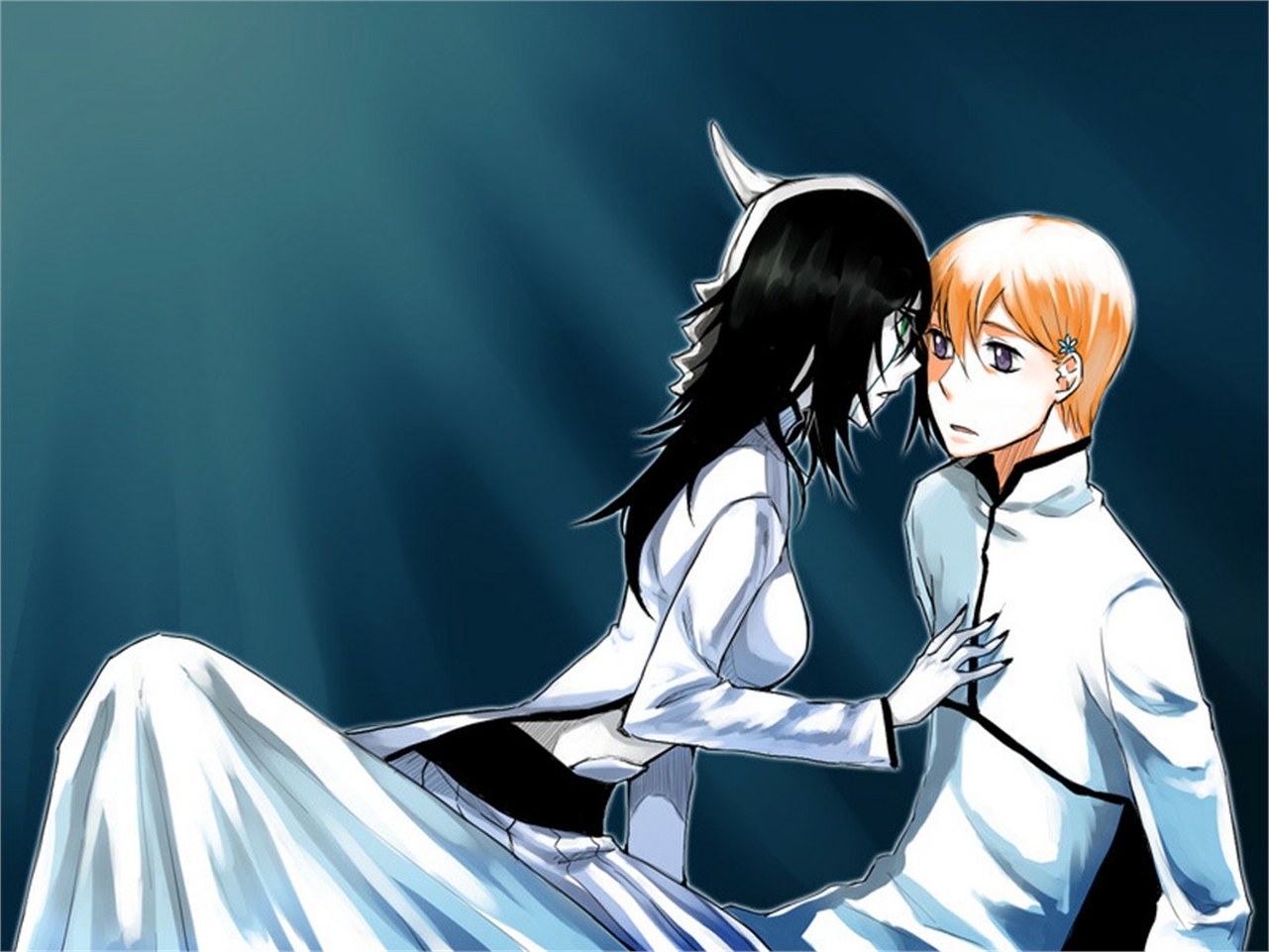 Handy-Wallpaper Bleach, Animes, Orihime Inoue, Ulquiorra Cifer kostenlos herunterladen.