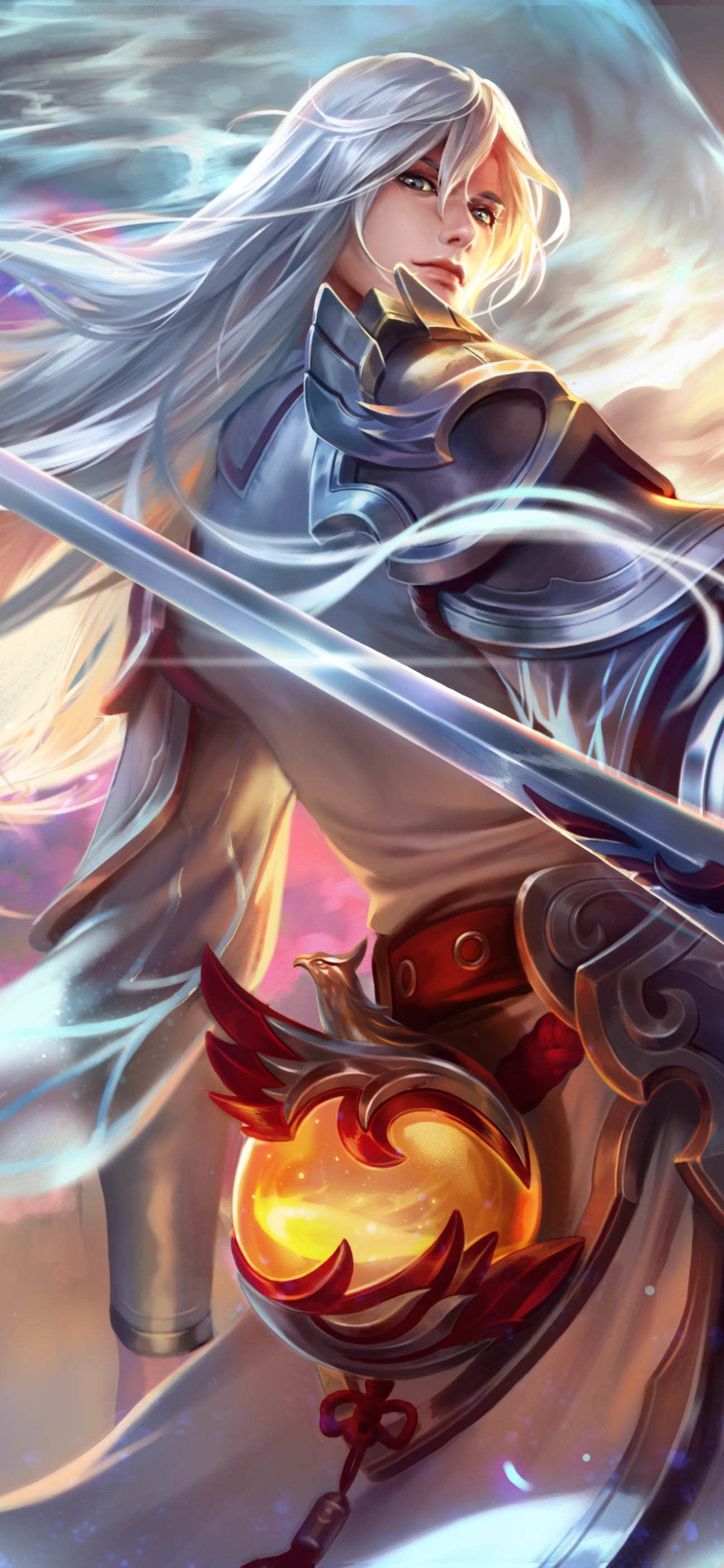 Download mobile wallpaper Warrior, Video Game, White Hair, King Of Glory for free.