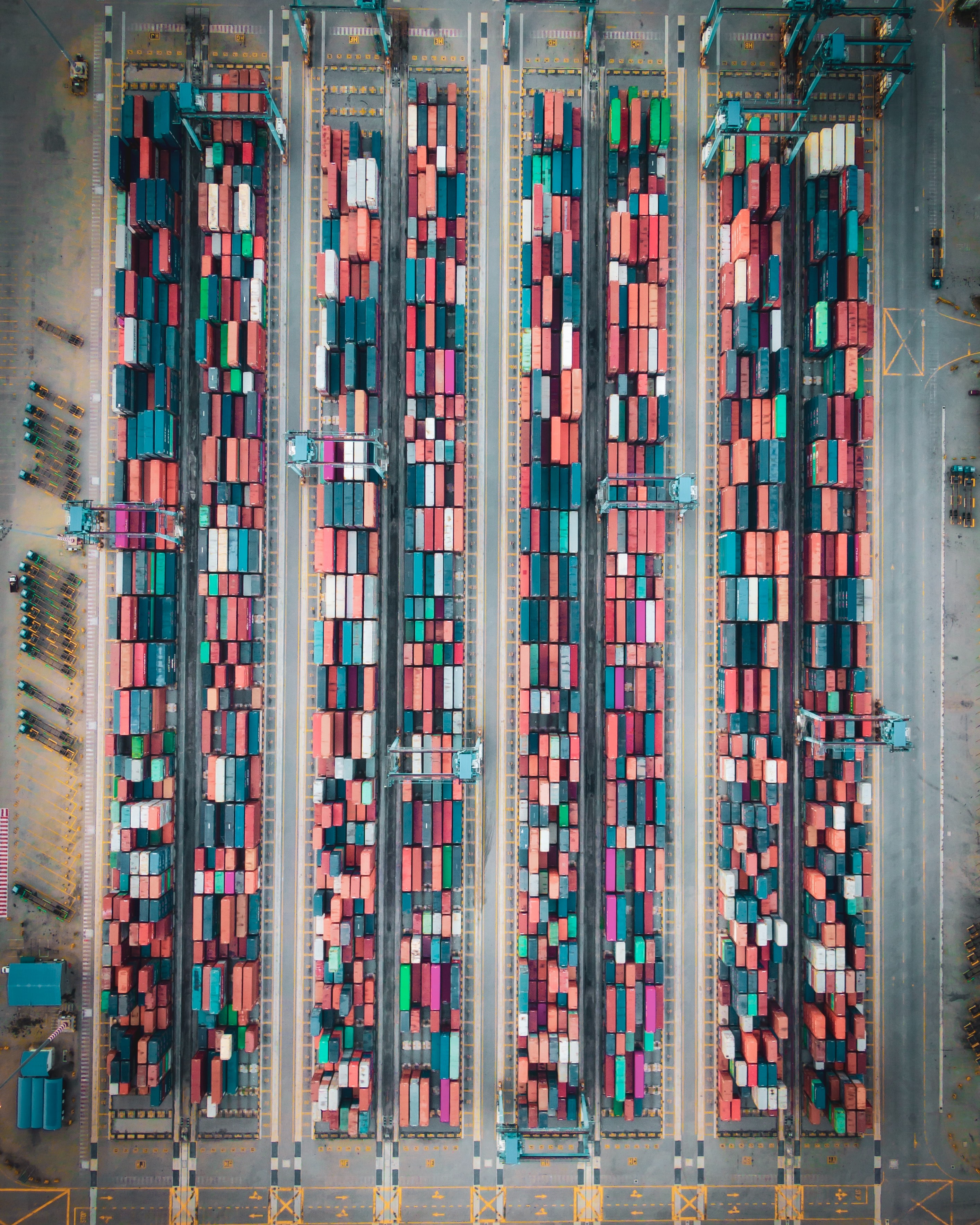 view from above, miscellanea, miscellaneous, asphalt, track, containers, tracks