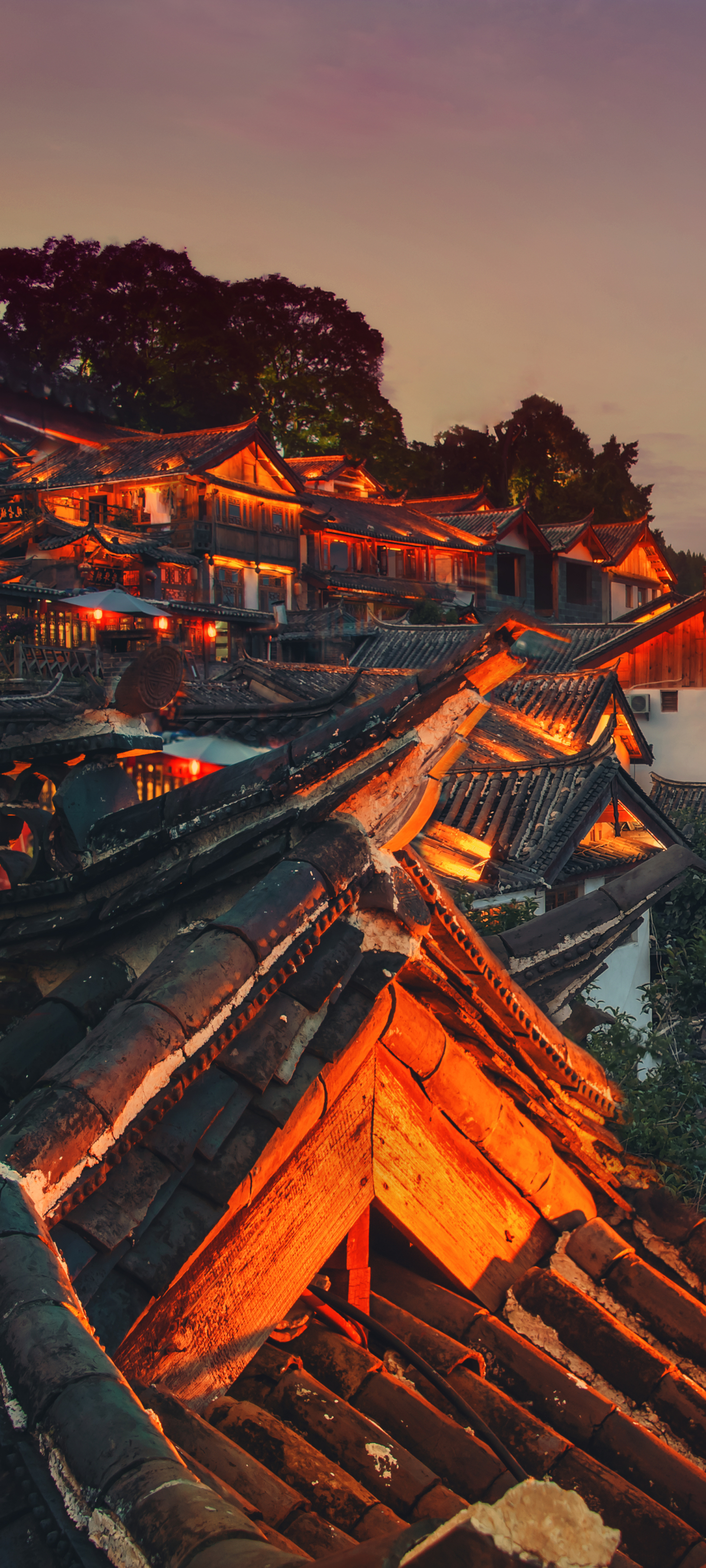 man made, lijiang, china, yunnan, roof, night, village, cities