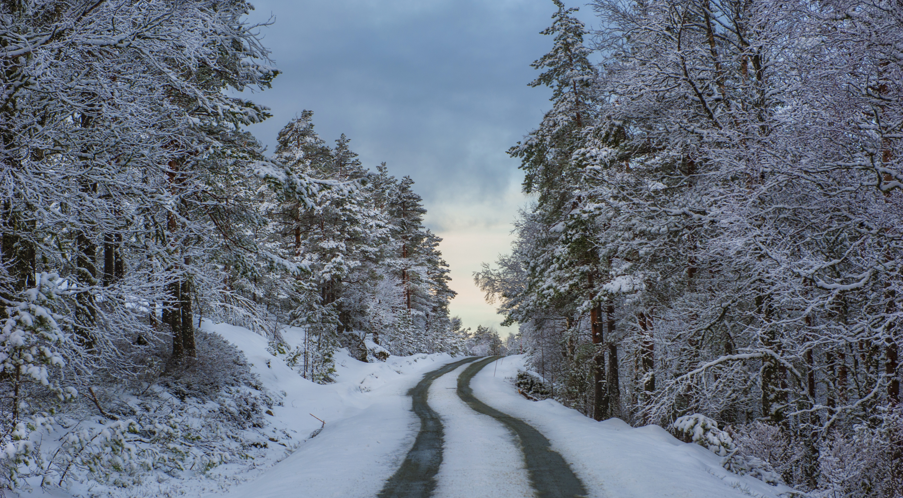 Free download wallpaper Winter, Nature, Snow, Road, Forest, Tree, Man Made on your PC desktop