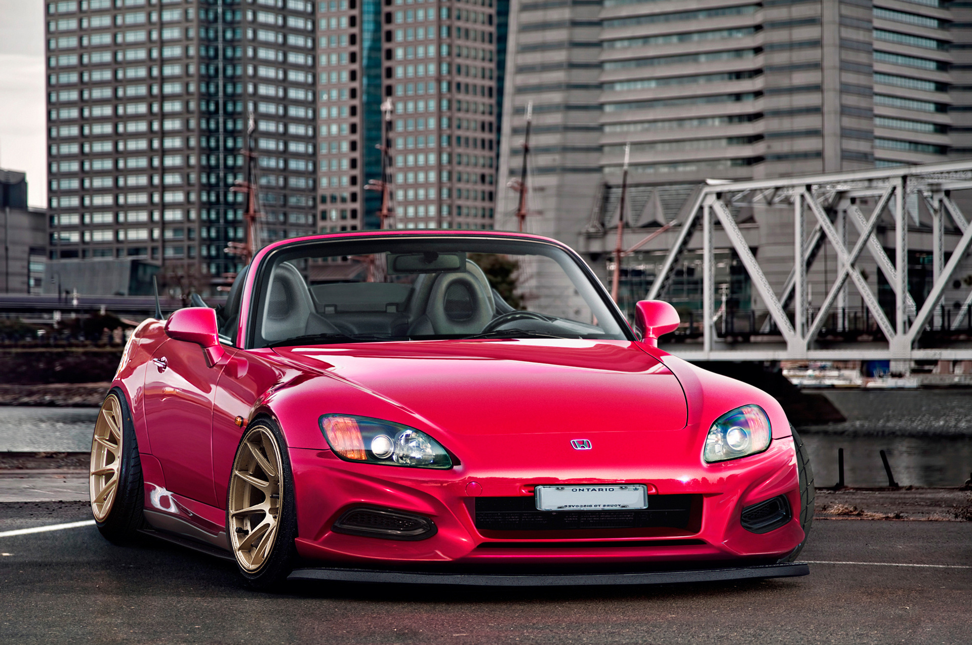 honda, cars, red, city, front view, roadster, s2000